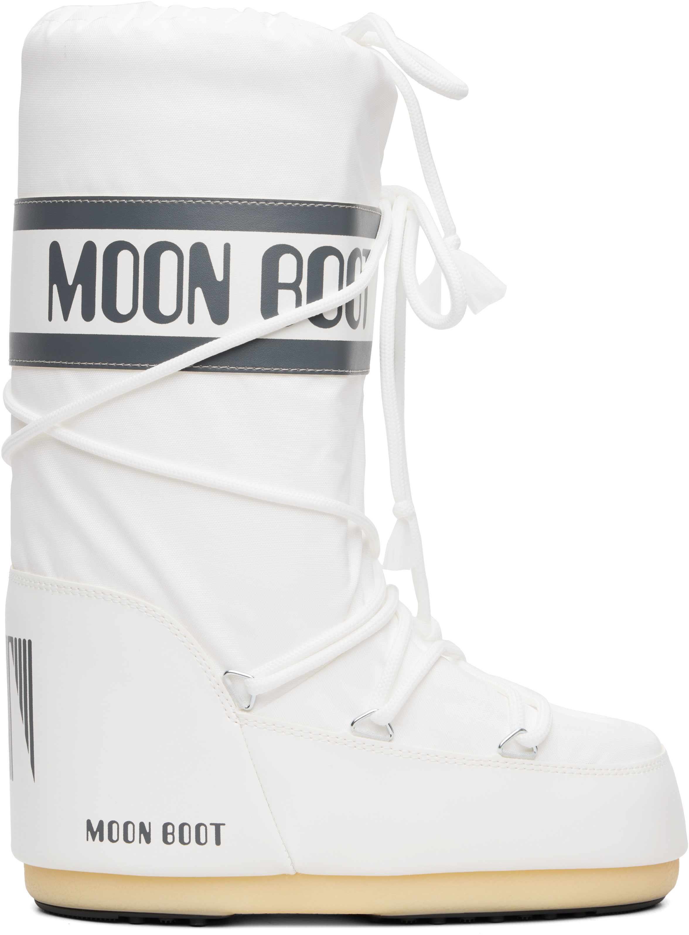 White Icon Nylon Boots by Moon Boot on Sale