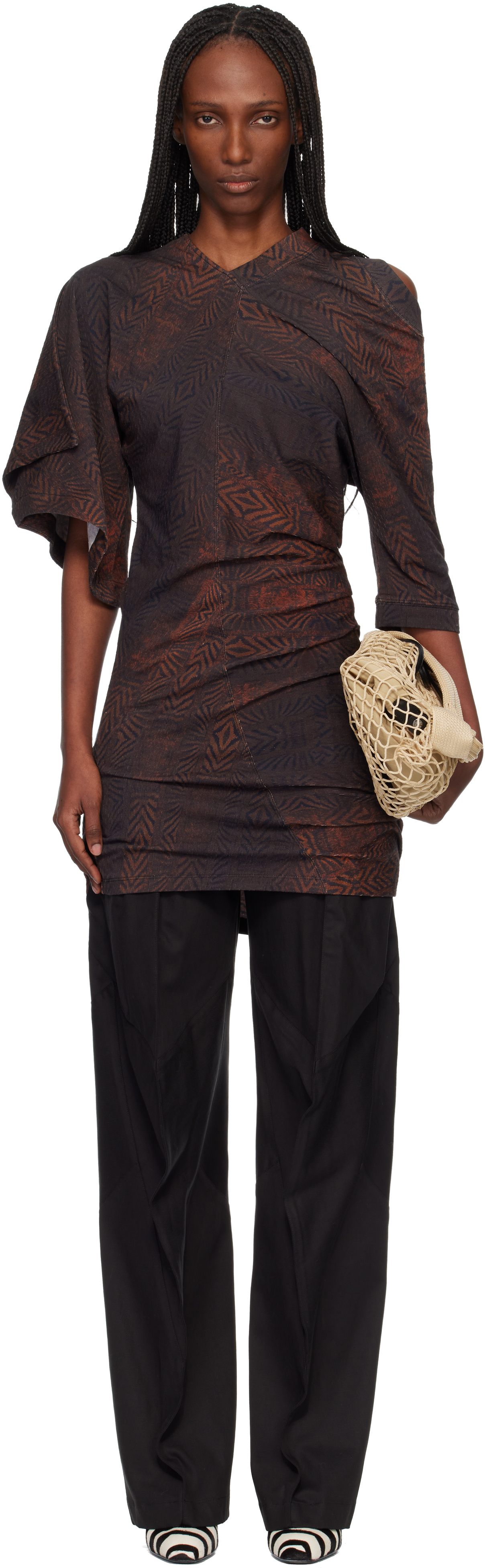 Kiko Kostadinov Brown Florella Midi Dress