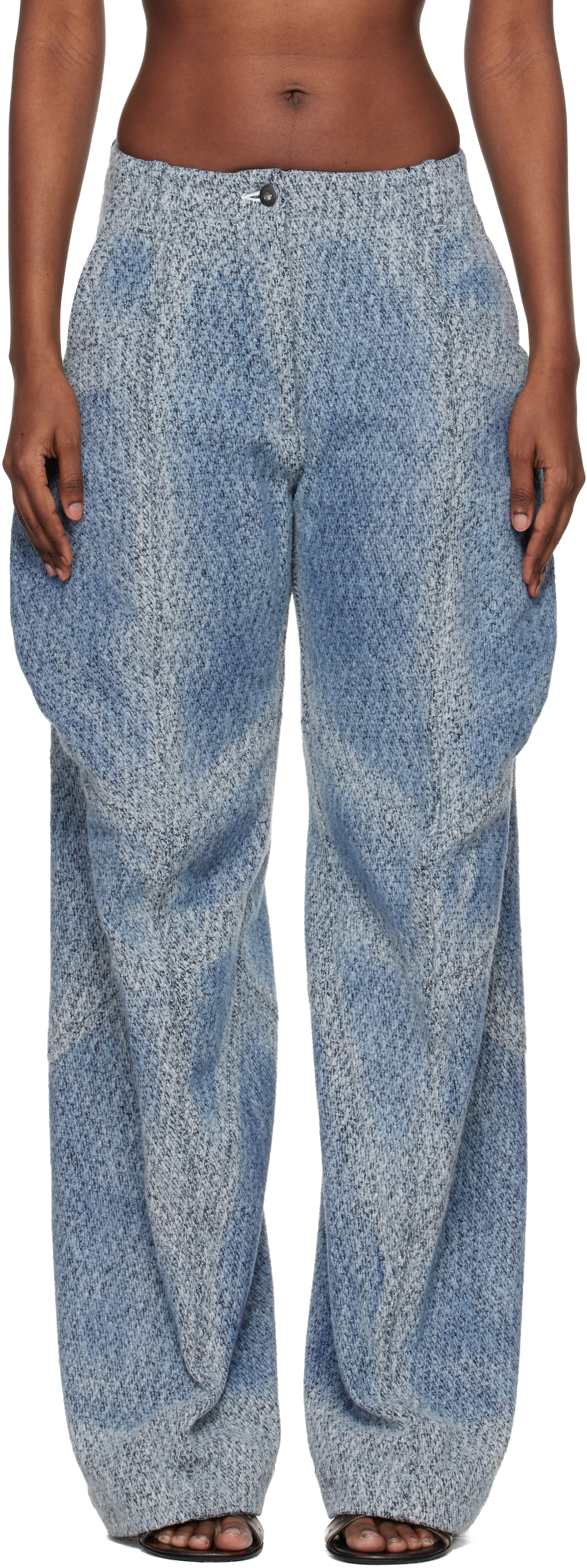kiko kostadinov ダークブルー ワイドレッグデニム 30 Kiko Kostadinov: Blue Centennial Jeans | SSENSE