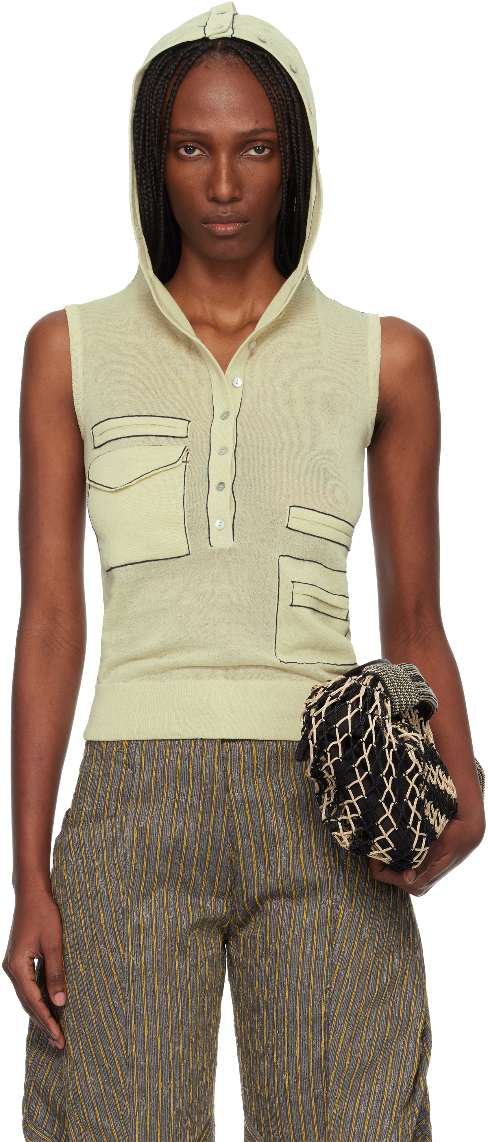 Kiko Kostadinov: Green Kreiner Knit Rollneck Tank Top | SSENSE