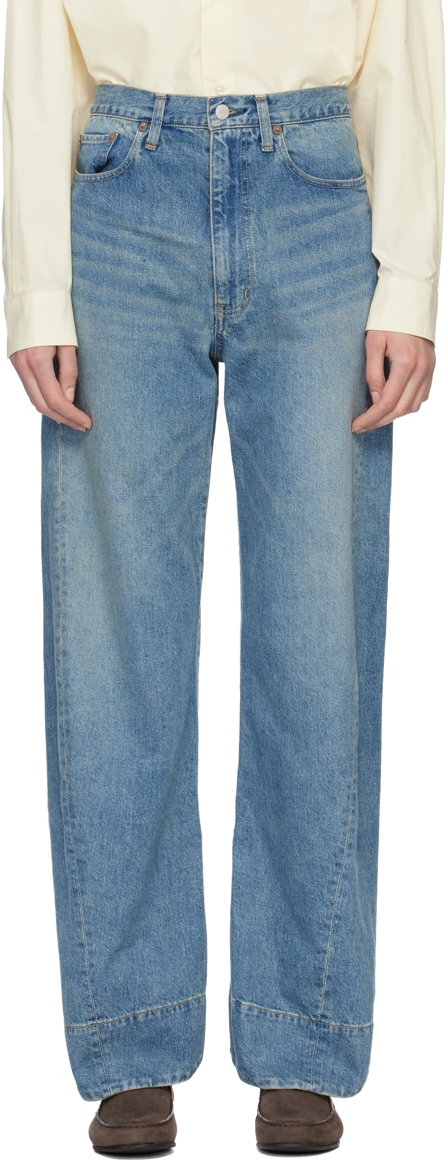 ssstein: Blue Twist Cut Jeans | SSENSE