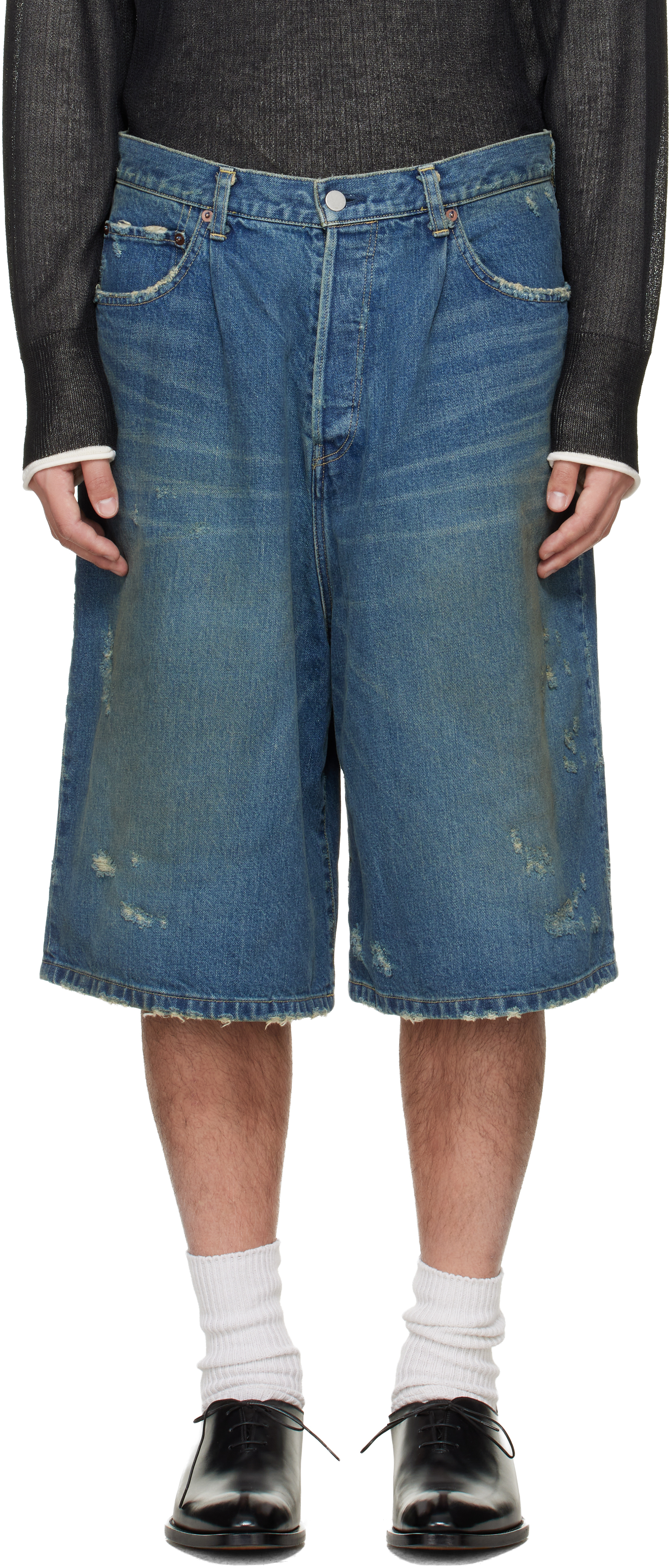ssstein: Blue Baggy Denim Shorts | SSENSE