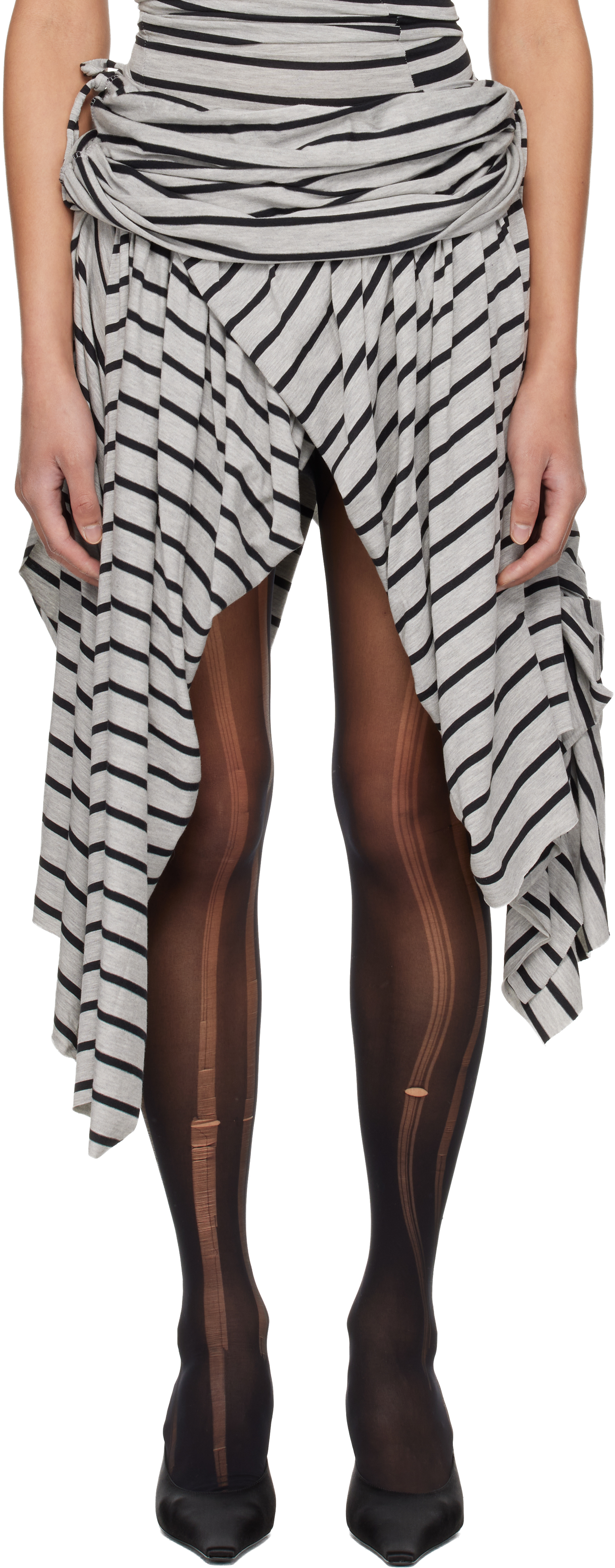 Gray & Black Striped Jersey Miniskirt by VAQUERA on Sale