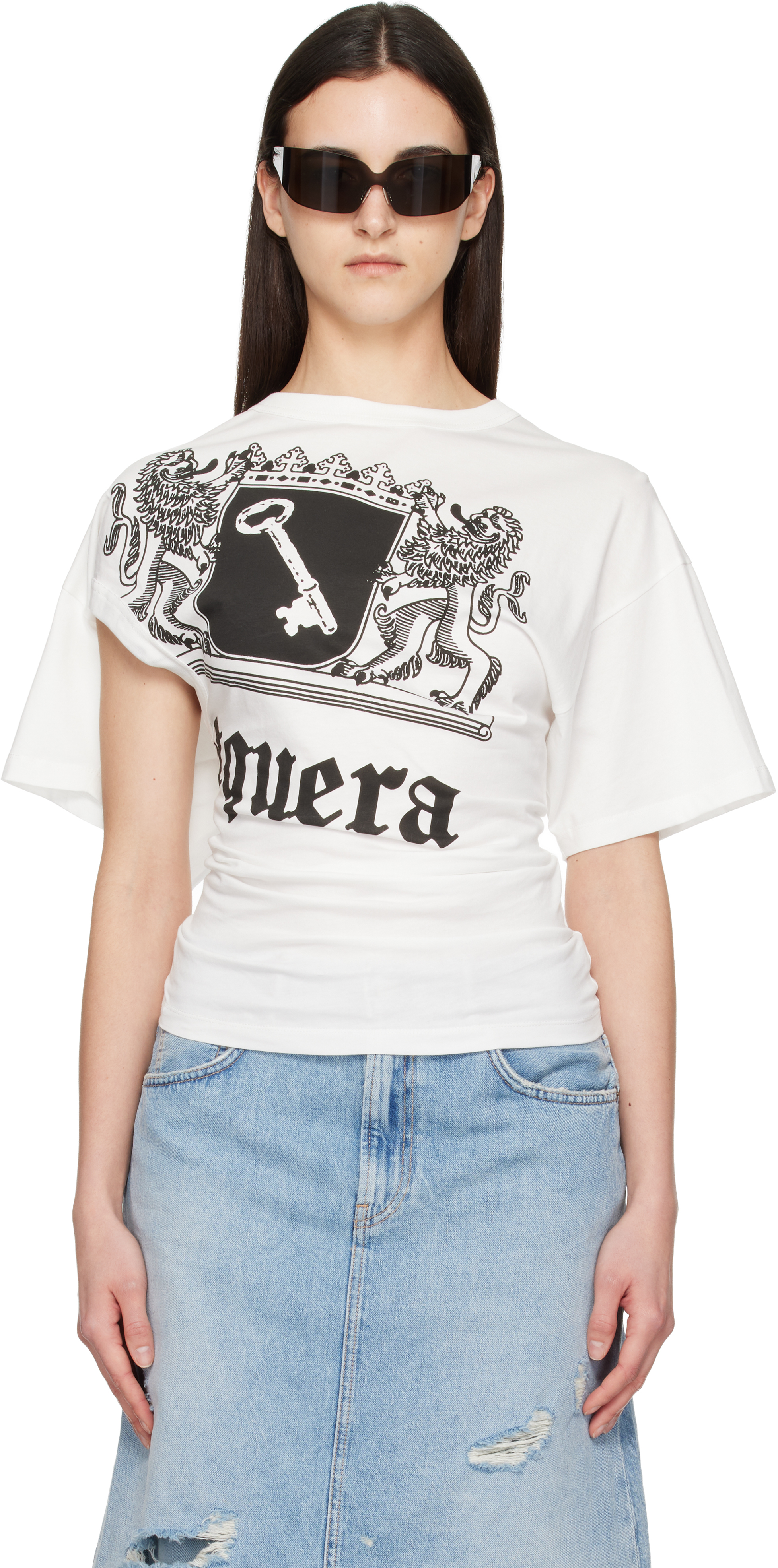 VAQUERA: White Twisted T-shirt | SSENSE