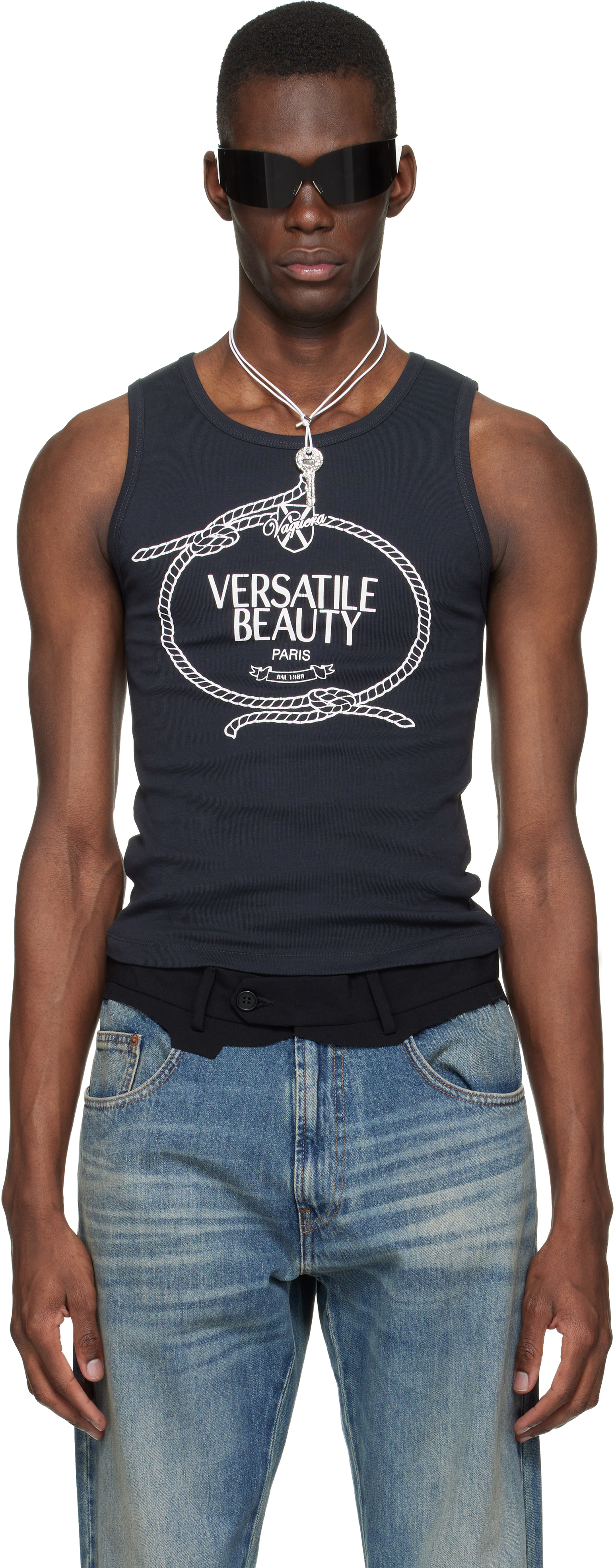 トップス VAQUERA camisole docking T-shirt VAQUERA: Black 'Versatile Beauty' Tank Top | SSENSE