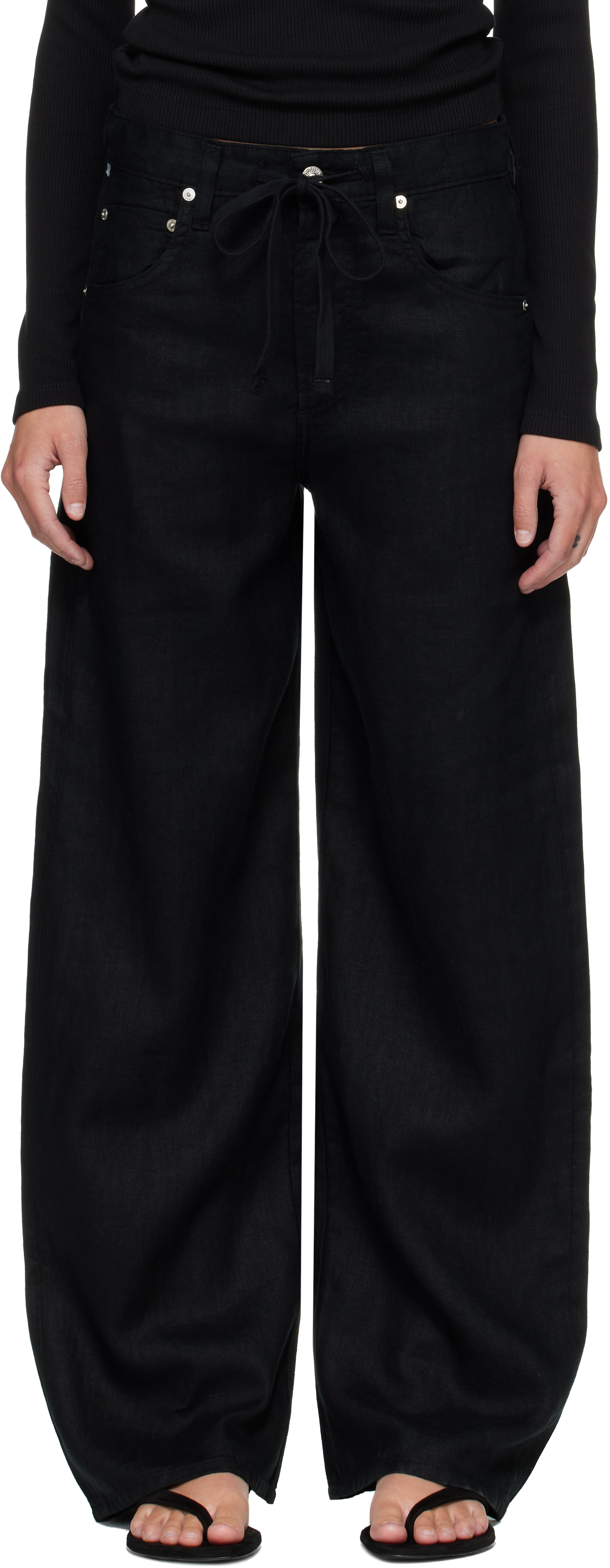 Citizens of Humanity: Black Brynn Drawstring Linen Trousers | SSENSE