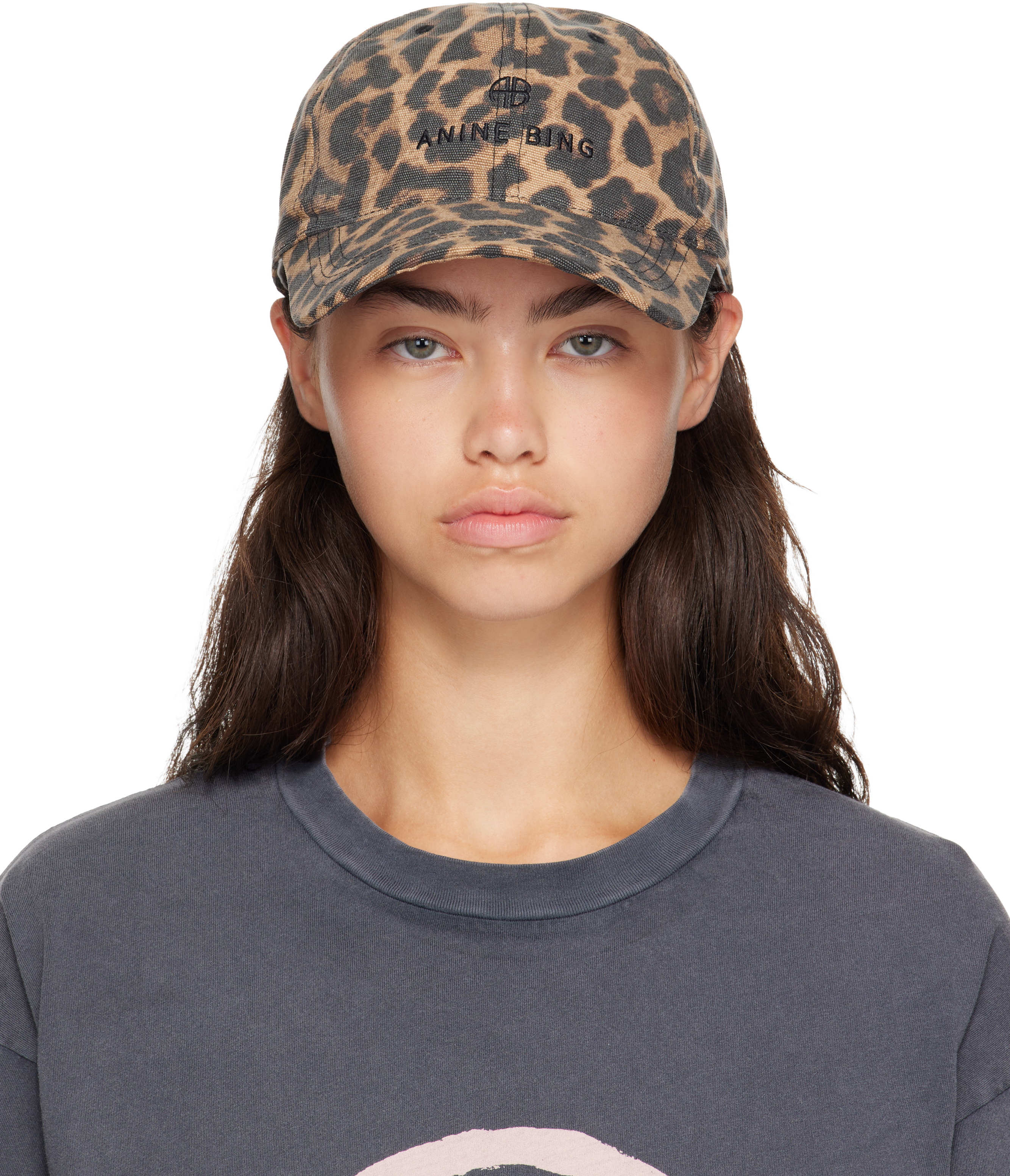 ANINE BING: Black & Tan Jeremy Baseball Cap | SSENSE display picture 3