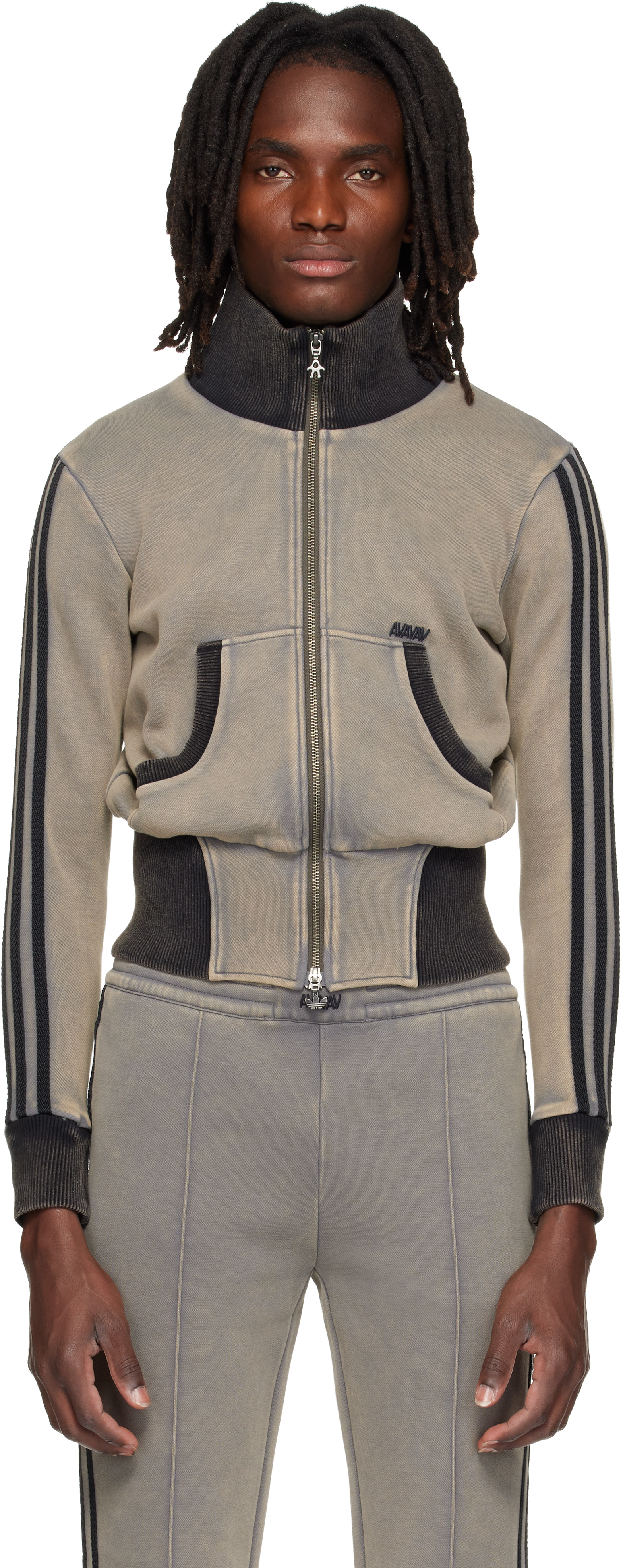 AVAVAV: Gray adidas Originals Edition Cropped Track Jacket