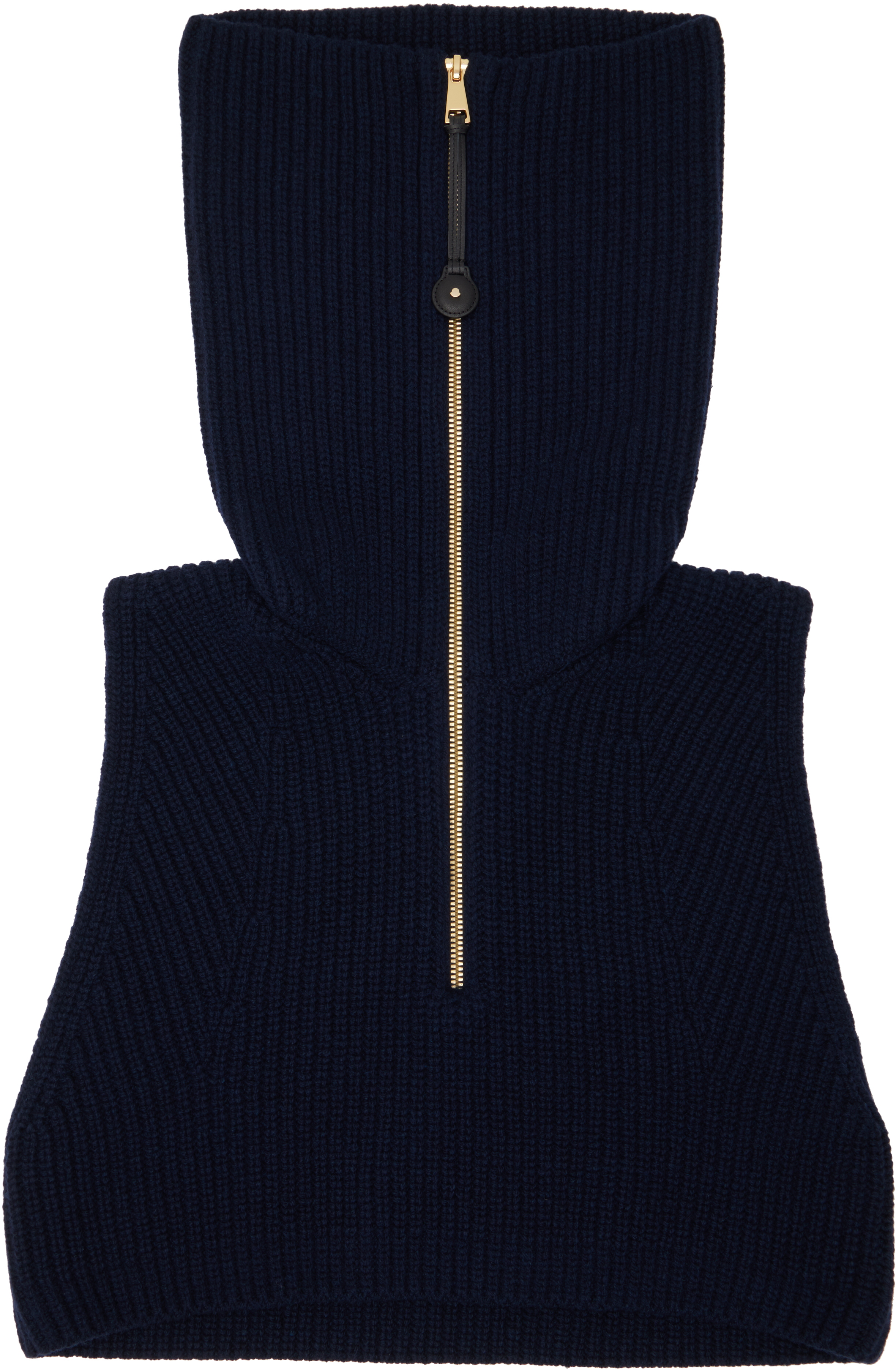 Moncler: Navy Wool & Cashmere Zip-Up Cape Collar | SSENSE
