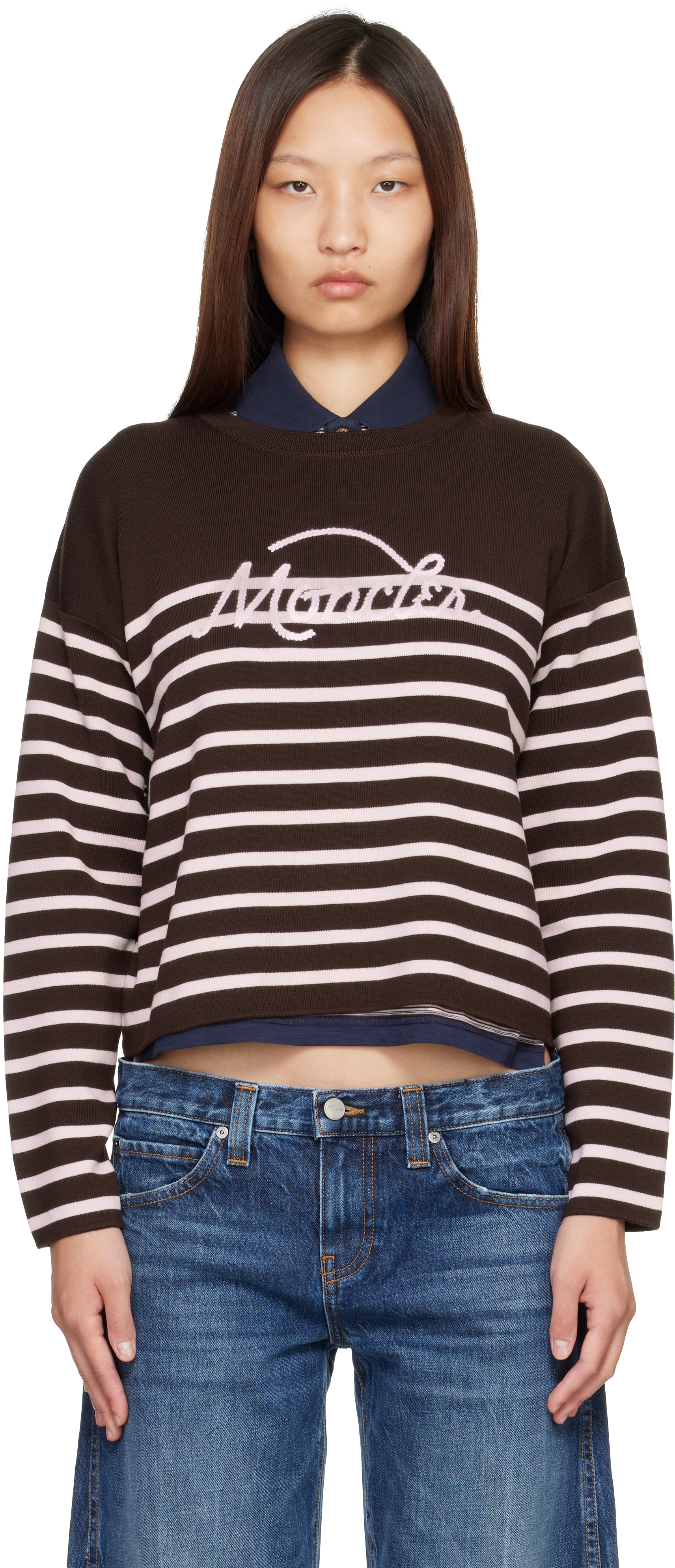 Moncler: Brown Striped Wool Sweater | SSENSE