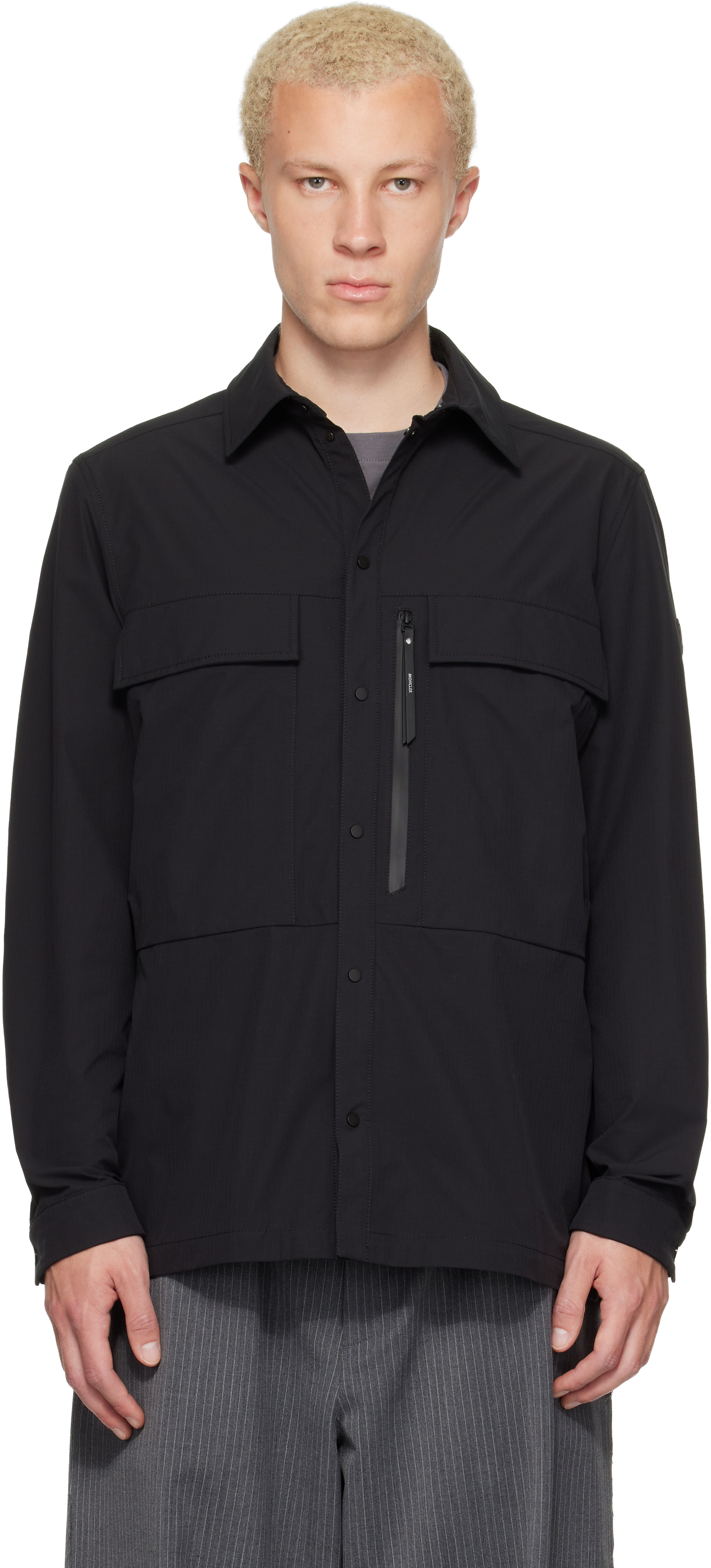 Moncler: Black Ripstop Shirt | SSENSE Canada
