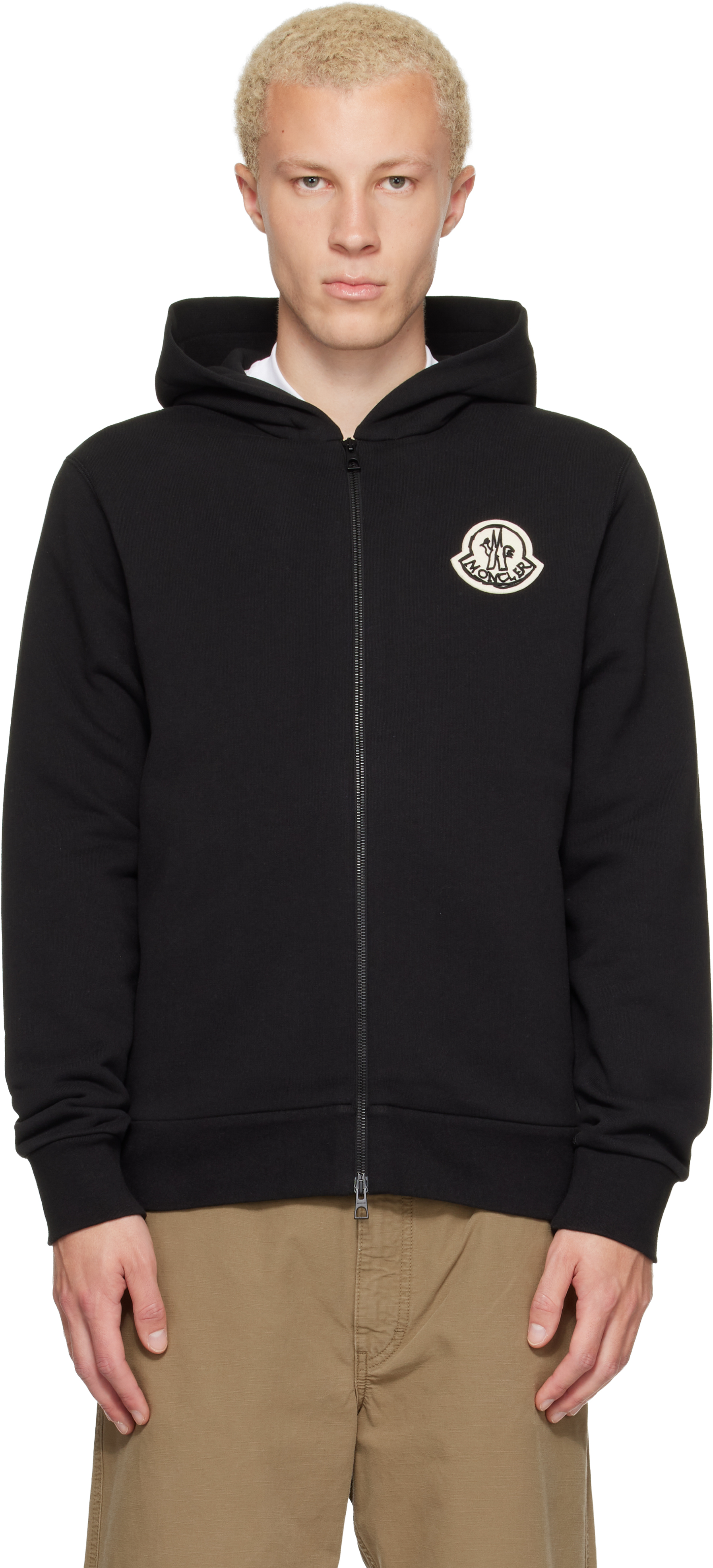 Moncler: Black Zip Up Hoodie | SSENSE