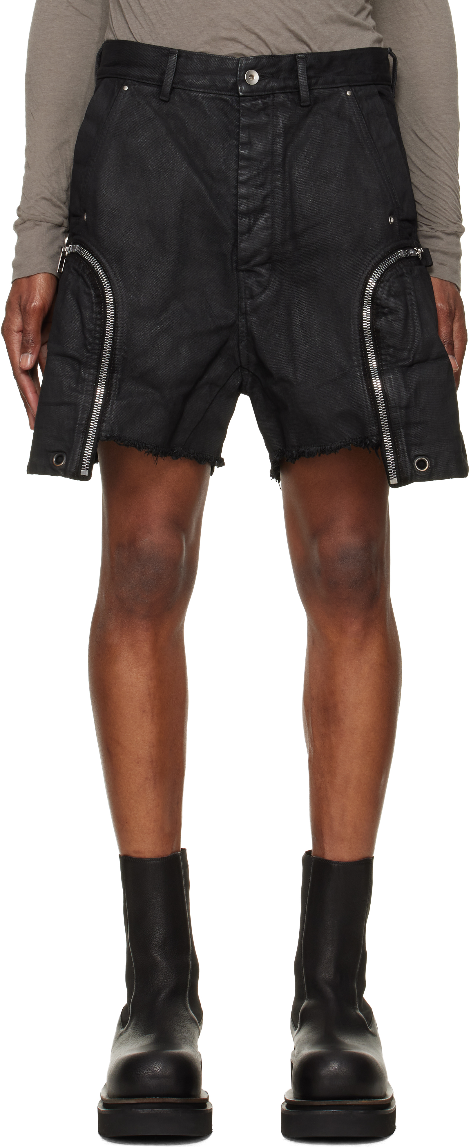 Rick Owens DRKSHDW: Black Tower Bauhaus Denim Shorts | SSENSE