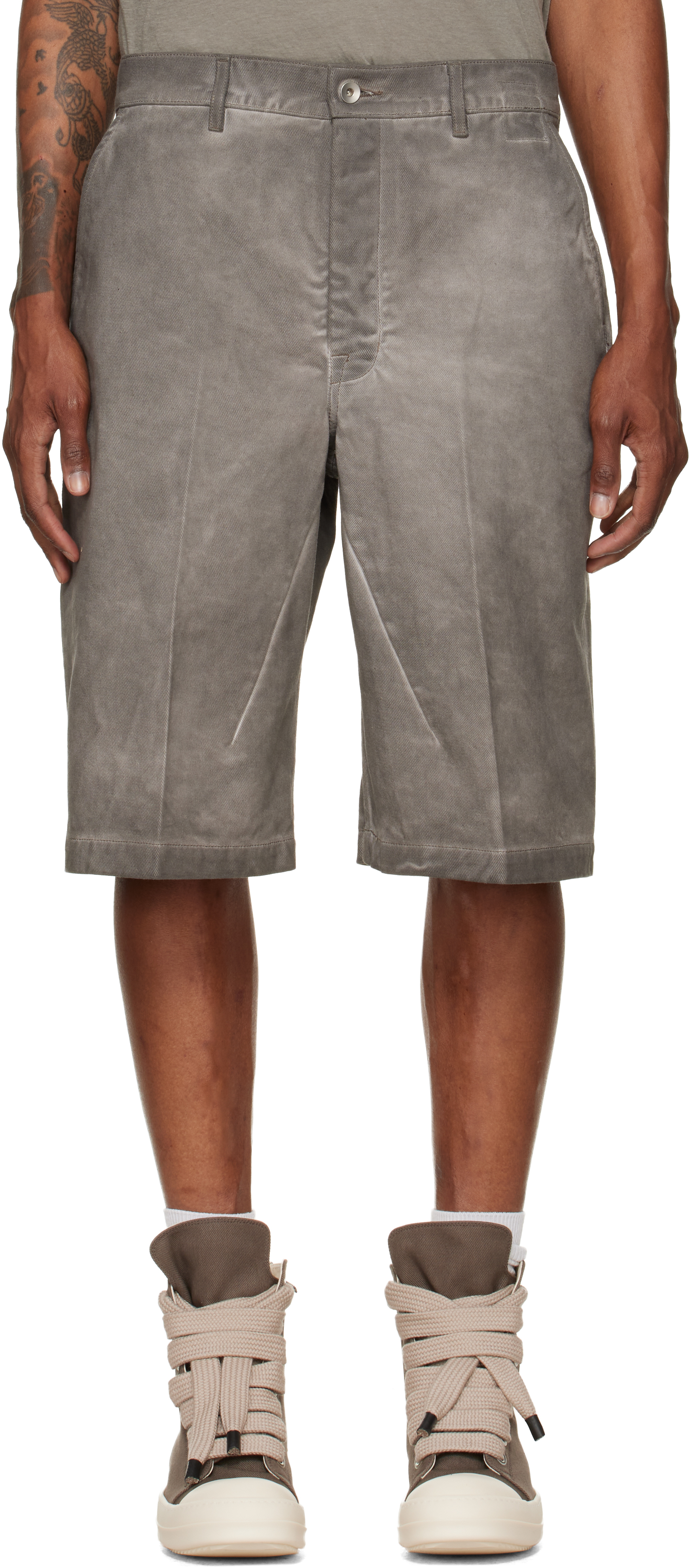 Rick Owens DRKSHDW: グレー Tower Work デニムショートパンツ