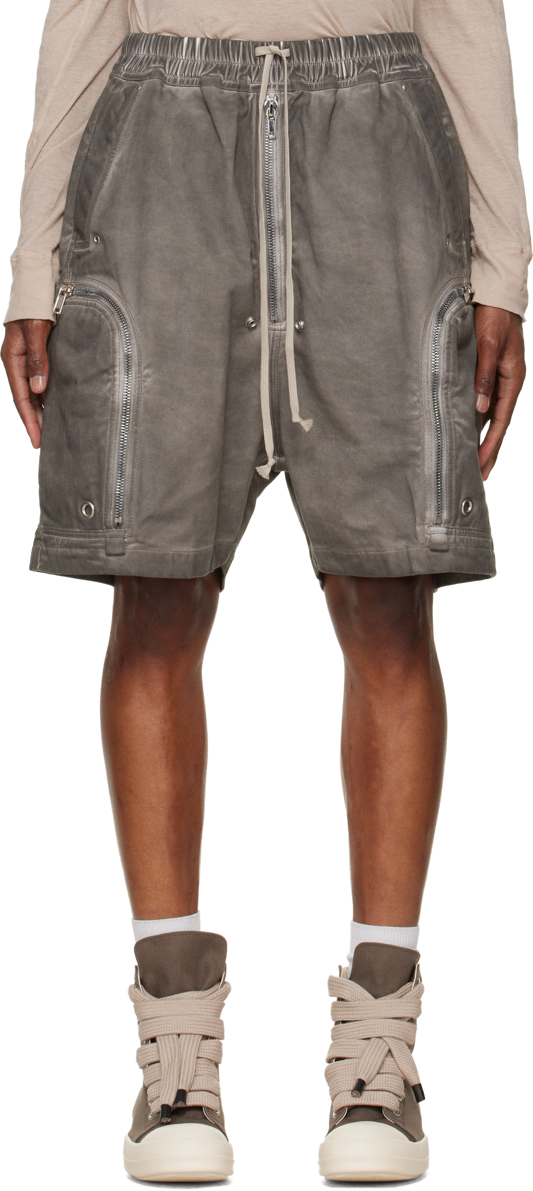 Rick Owens DRKSHDW: Gray Tower Bauhaus Denim Shorts | SSENSE