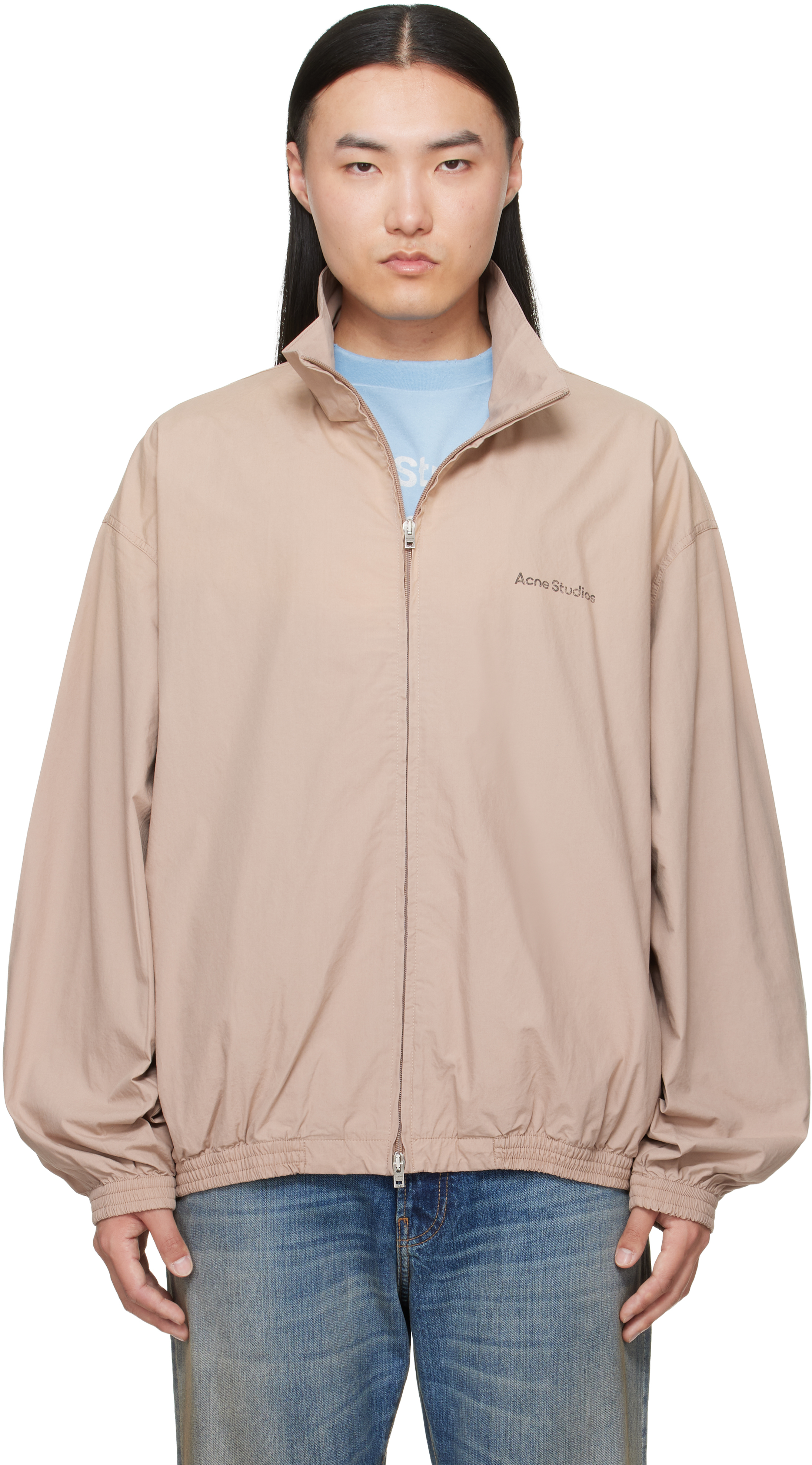 Acne Studios: Beige Washed Logo Jacket | SSENSE