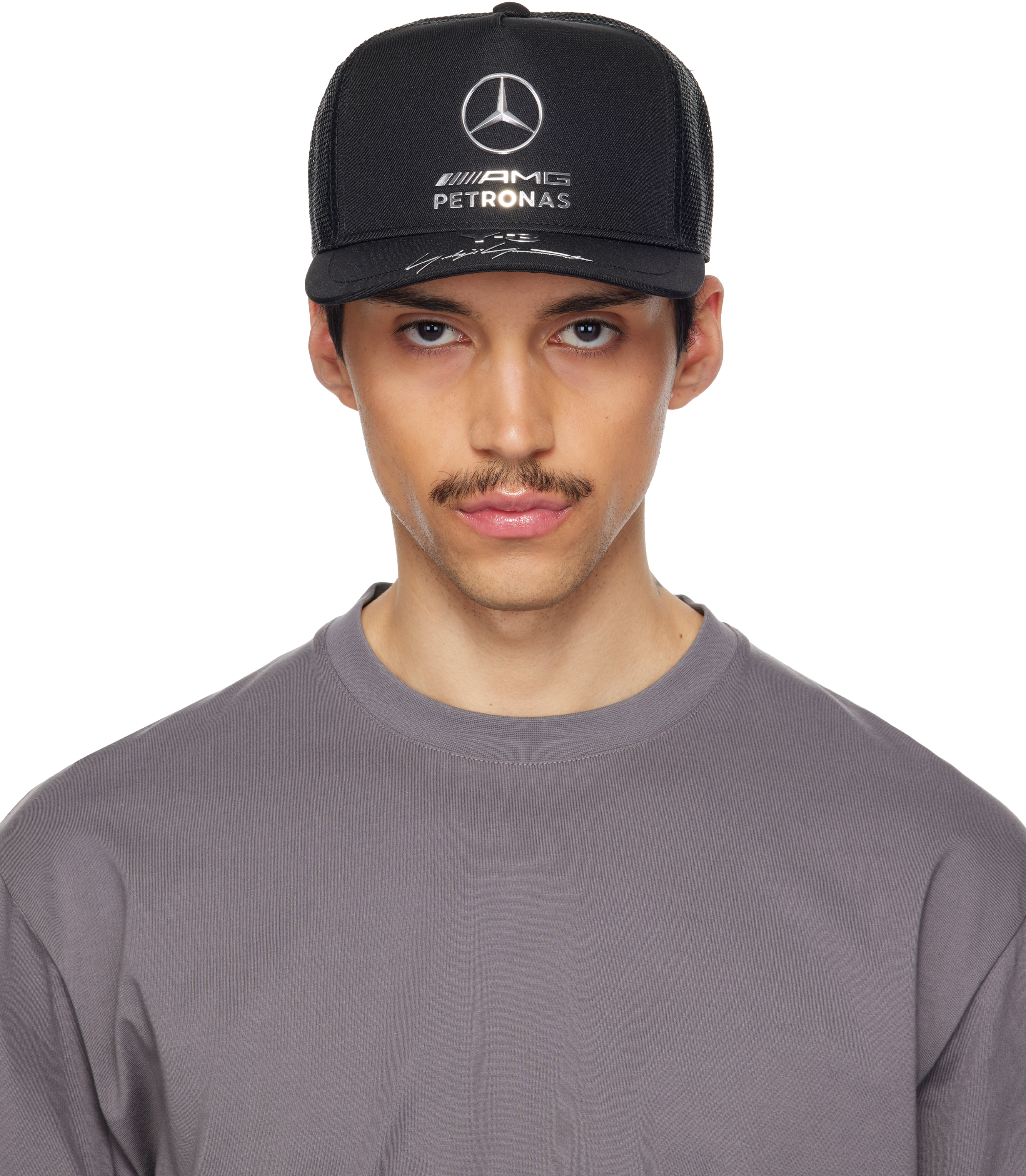 Y-3: Black Mercedes-AMG F1 Edition Trucker Cap | SSENSE