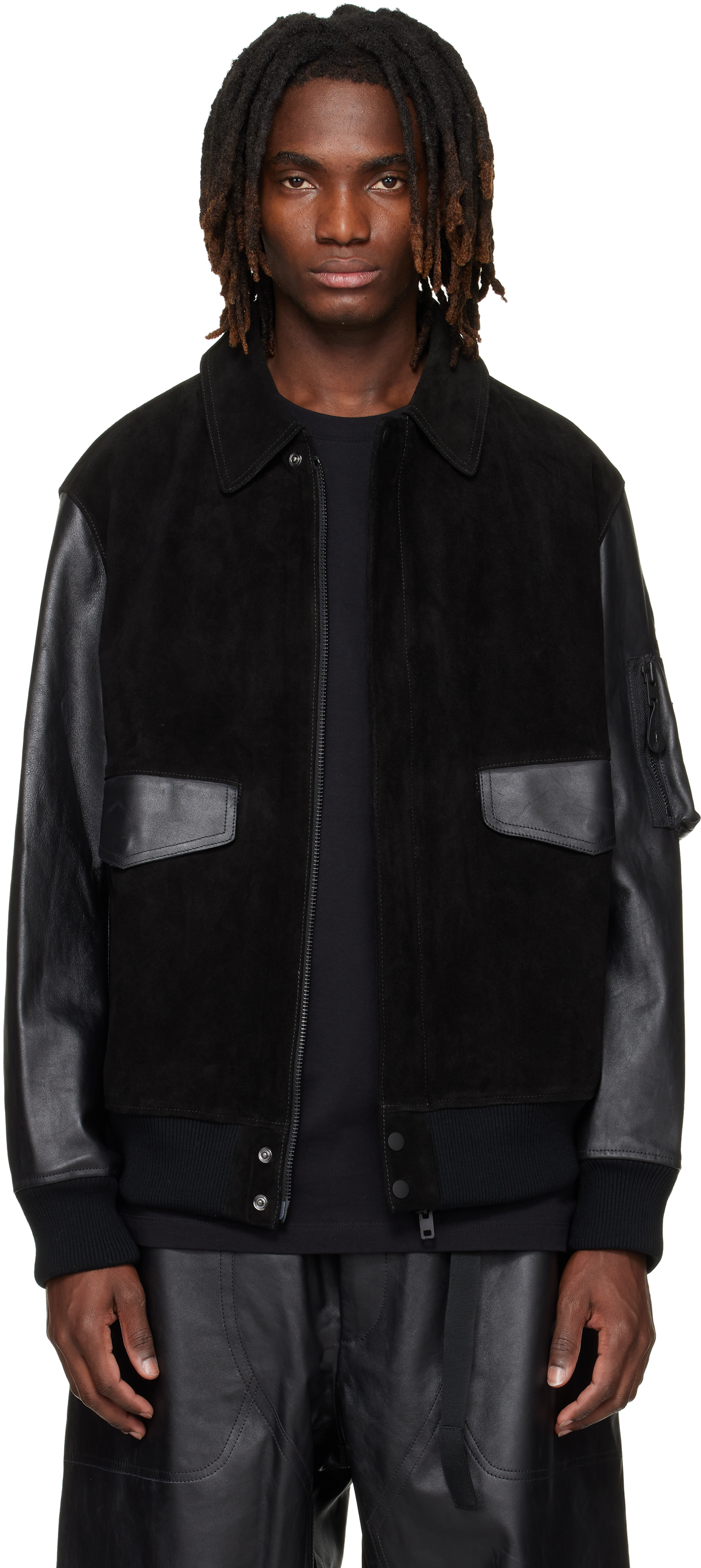 Y-3 Black Mercedes-AMG F1 Edition Racing Leather Jacket