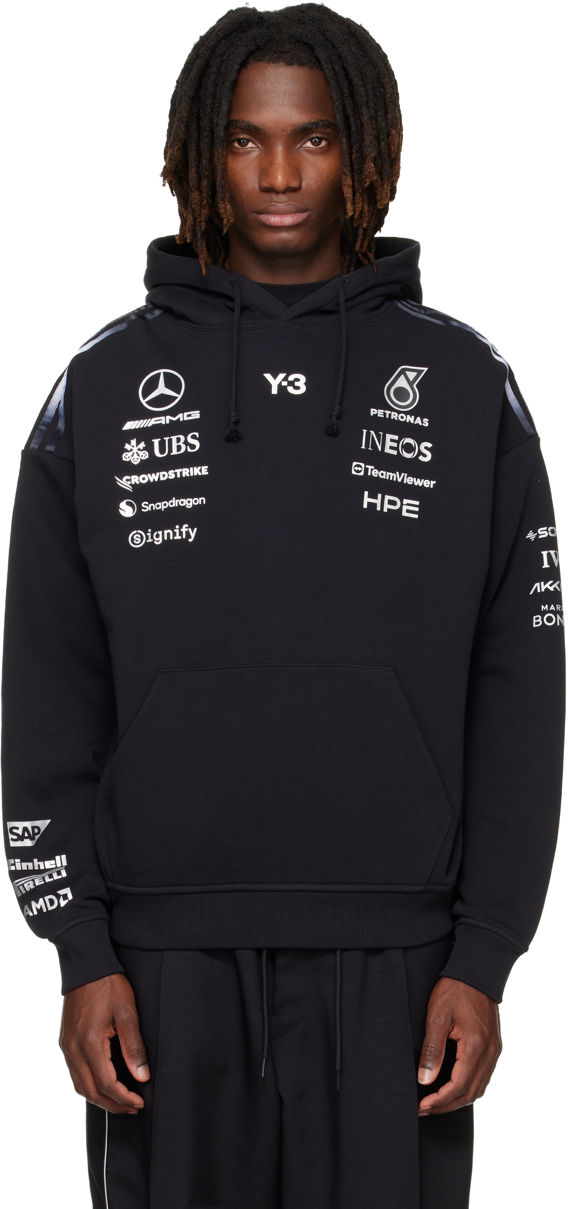 Y-3: Black Mercedes-AMG F1 Edition Team Hoodie | SSENSE Canada