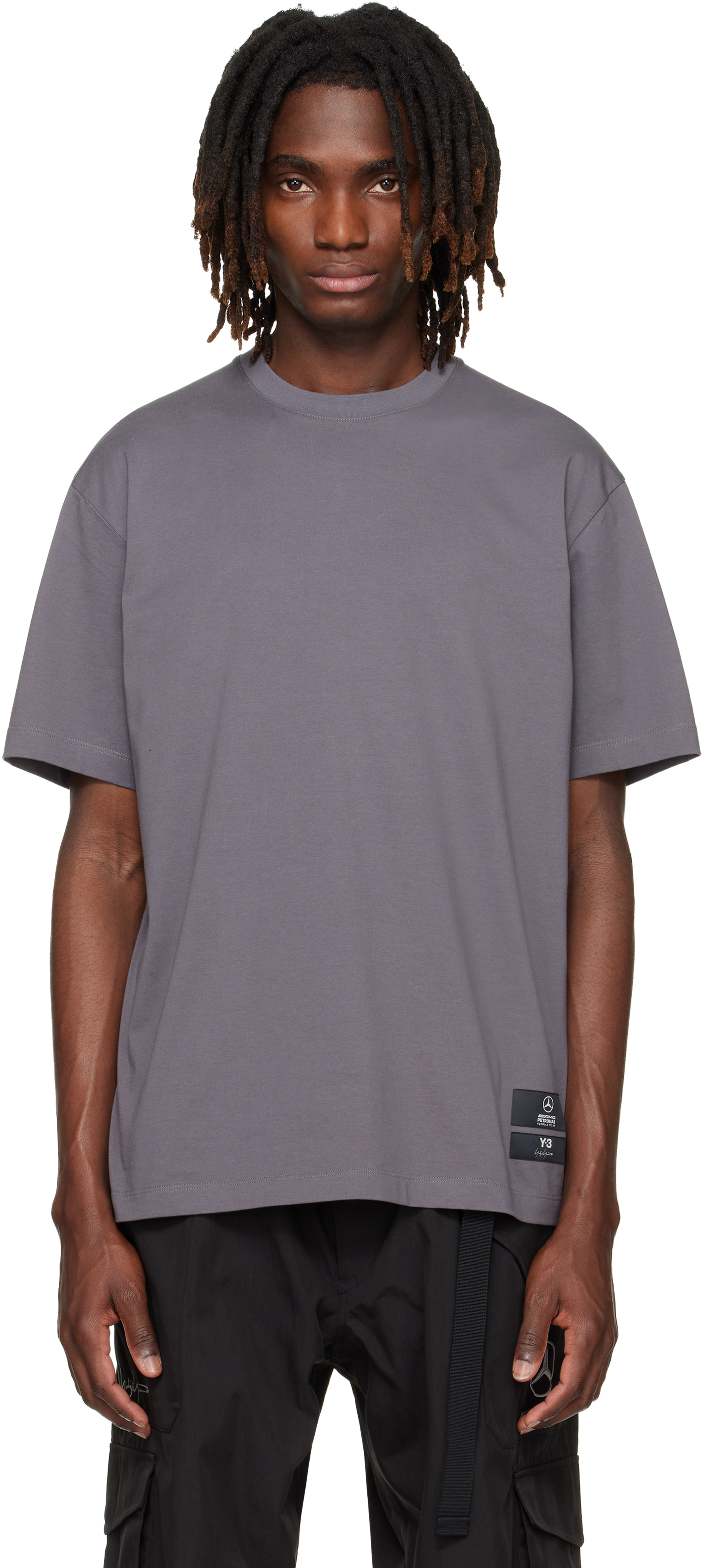 Y-3: グレー Mercedes-AMG F1エディション Logo Stack Tシャツ 