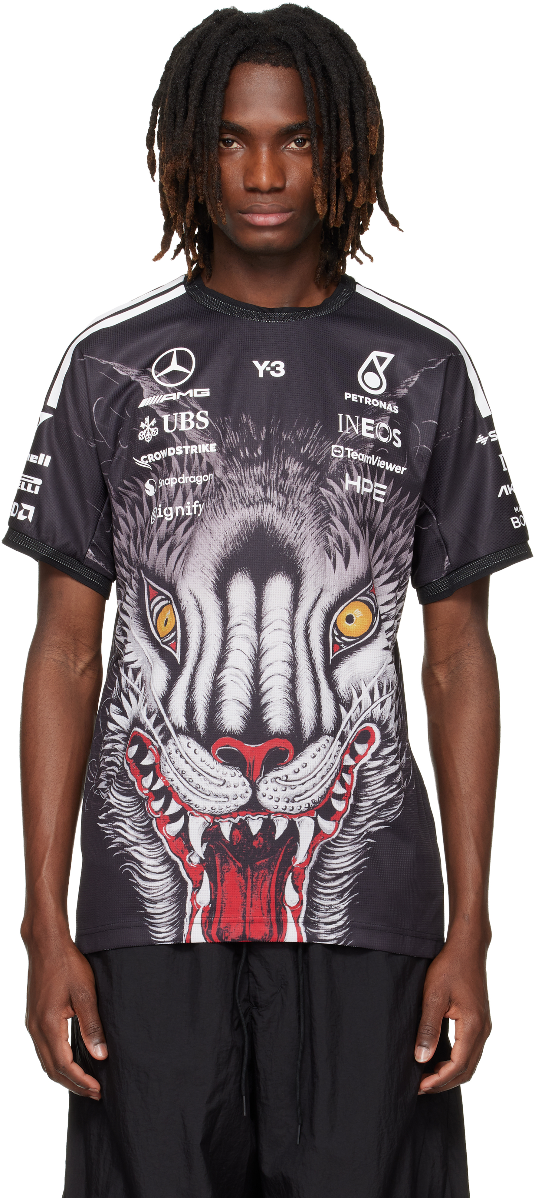 Y-3: ブラック Mercedes-AMG F1エディション Driver Tシャツ | SSENSE 日本