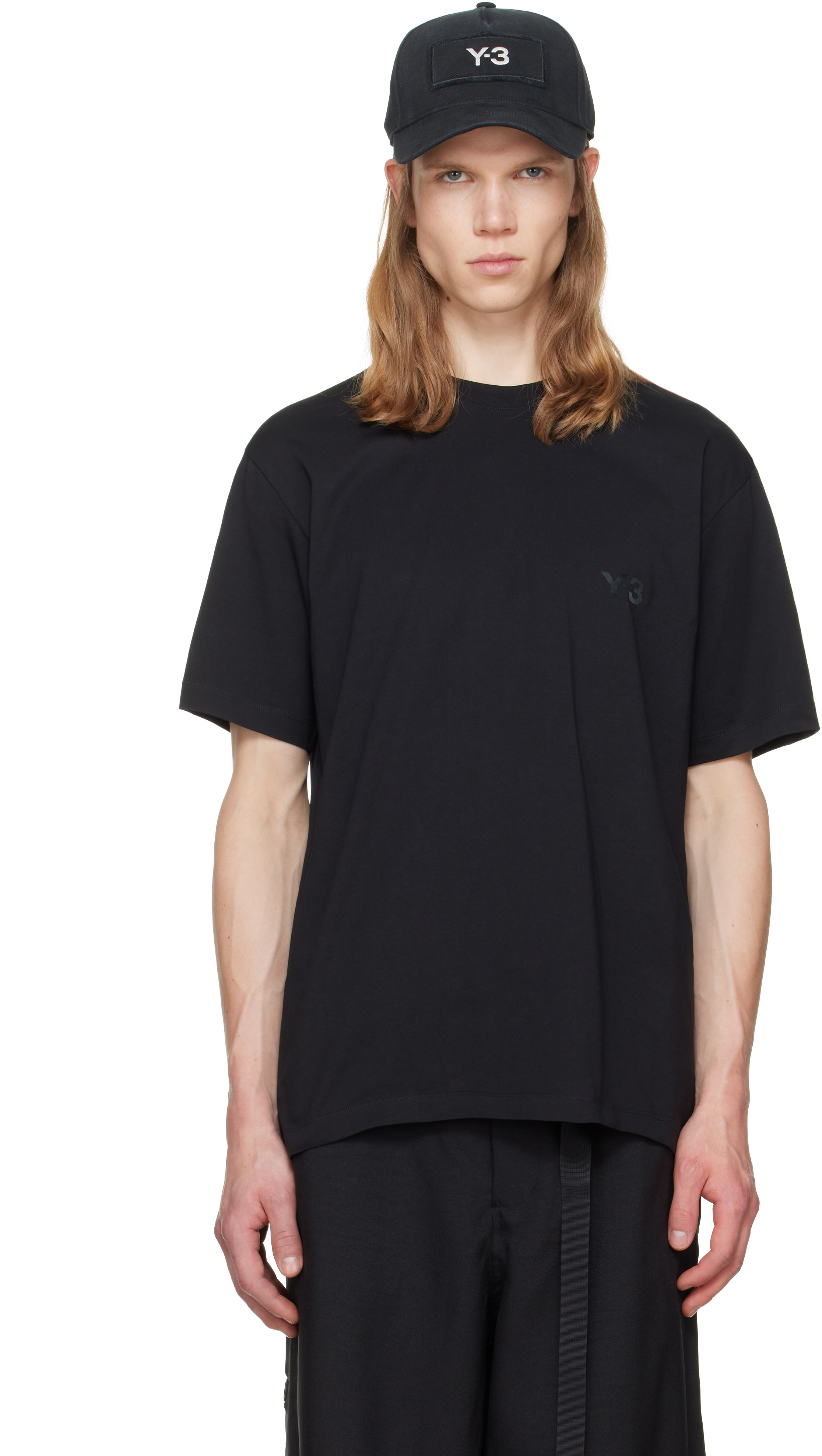 Y-3: ブラック スリーストライプス Tシャツ | SSENSE 日本
