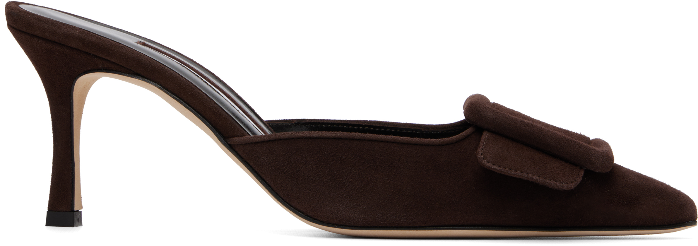 Manolo Blahnik: Brown Maysale 70 Heels | SSENSE Canada