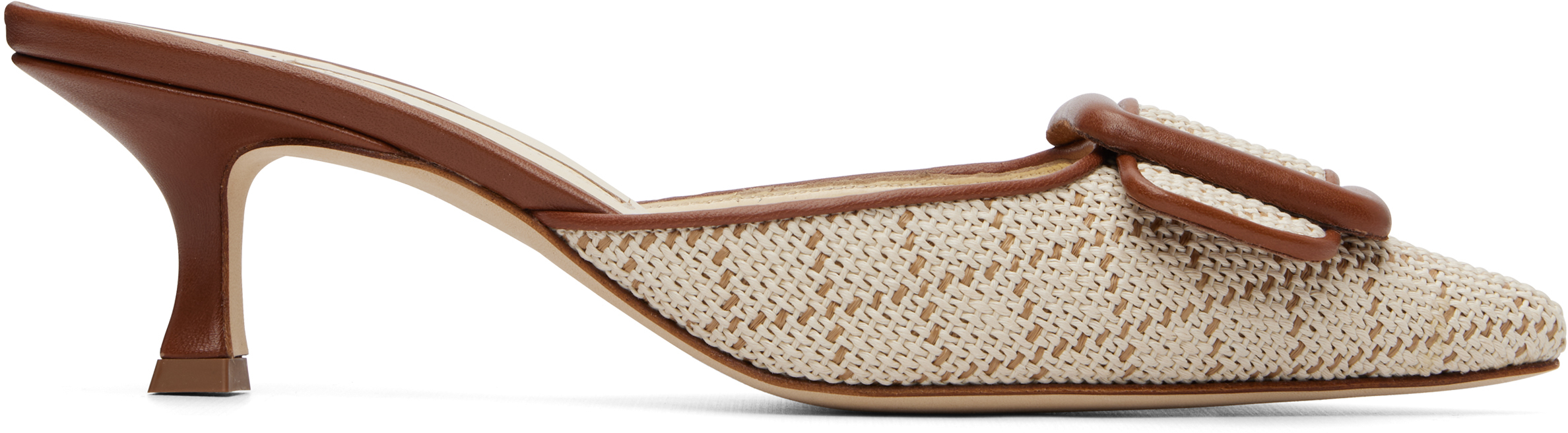 Manolo Blahnik: Beige Maysalebi Heels | SSENSE
