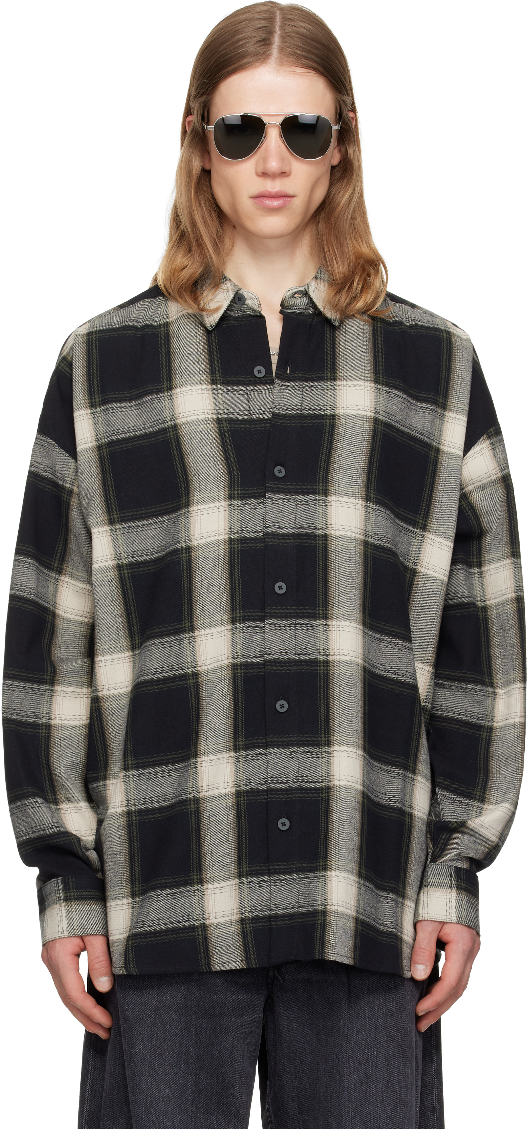 Fear of God ESSENTIALS: Black & White Button Up Shirt | SSENSE