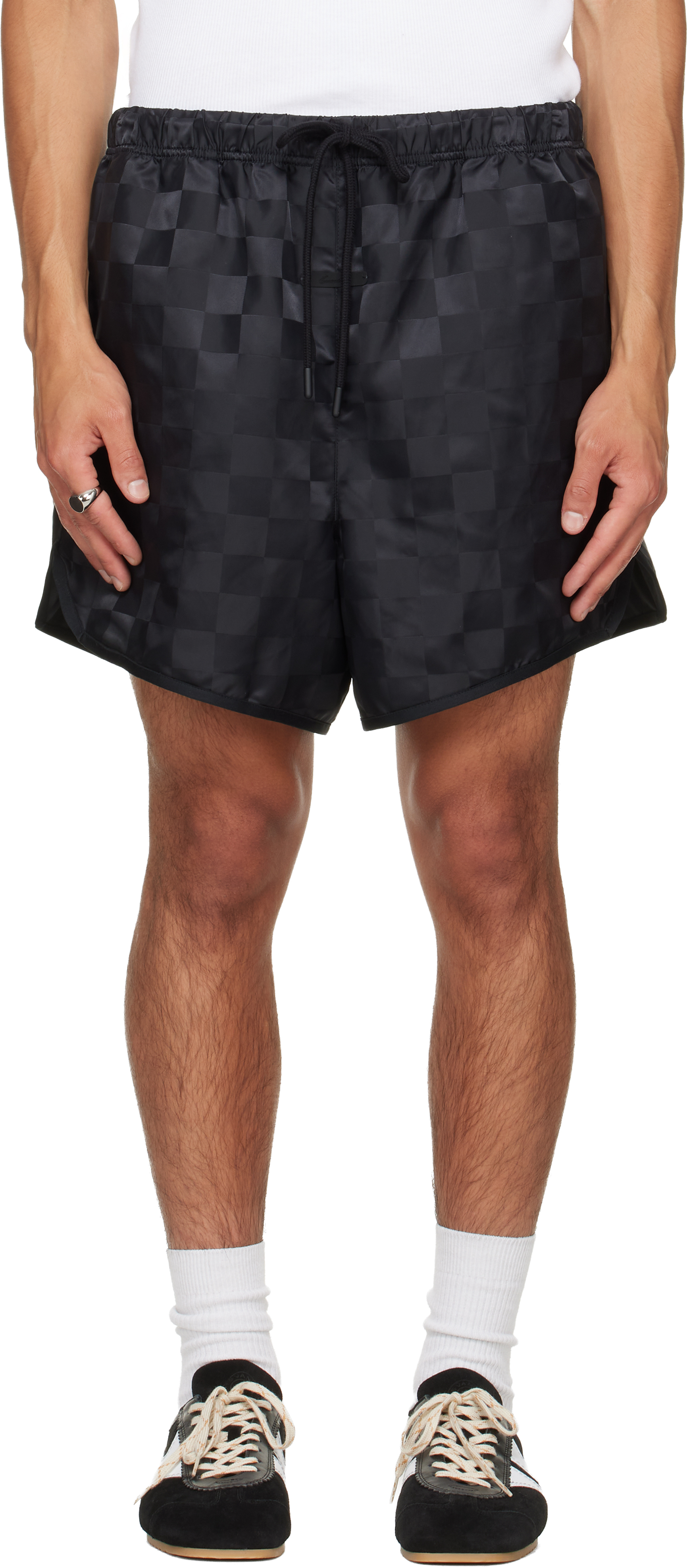 ESSENTIALS ブラック ショートパンツ XS 試着のみ Fear of God ESSENTIALS: ブラック ブロックチェック ジム ショート