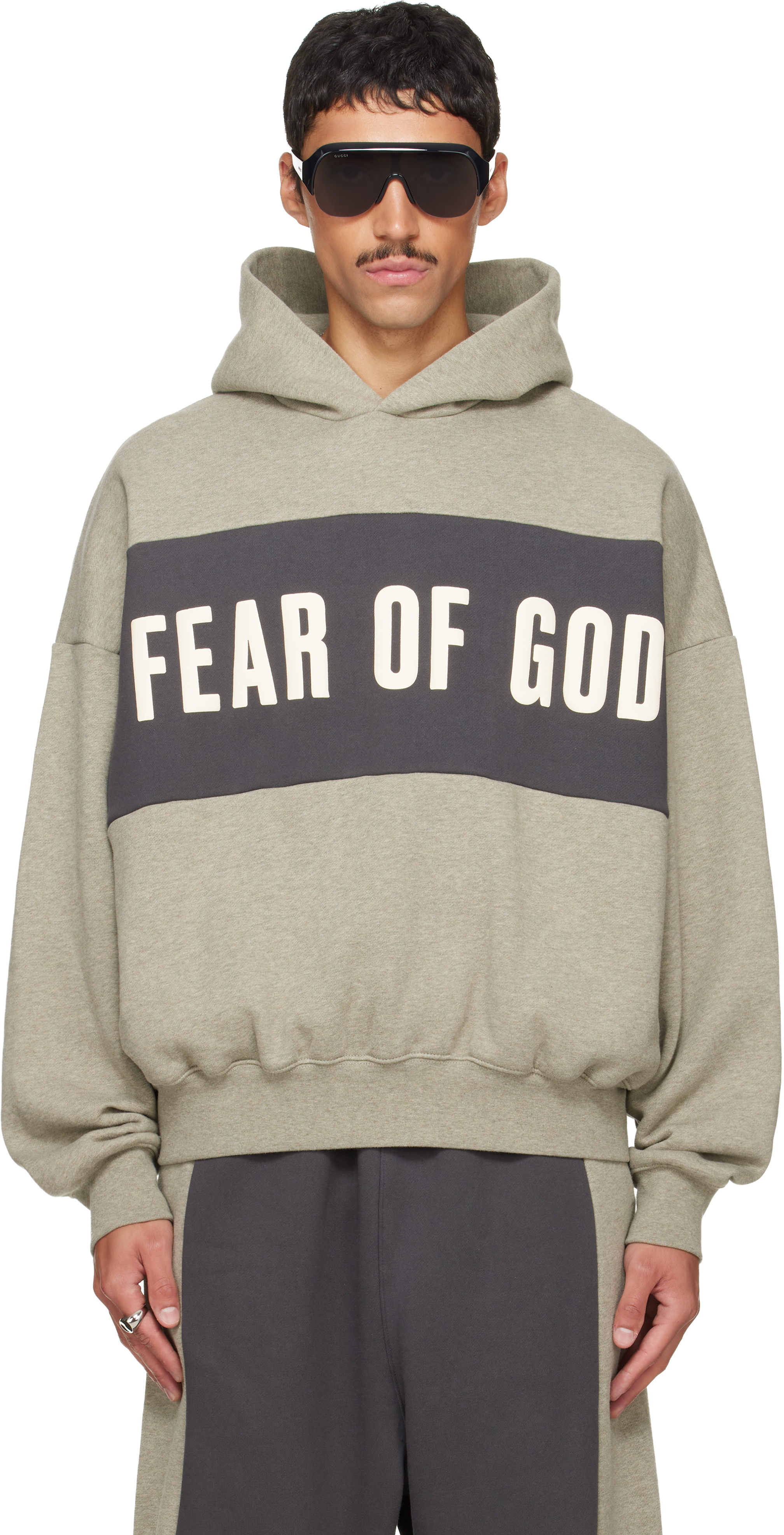Fear of God グレー　ノースリーブ Fear of God ESSENTIALS: Gray Cropped Relaxed Paneled Hoodie