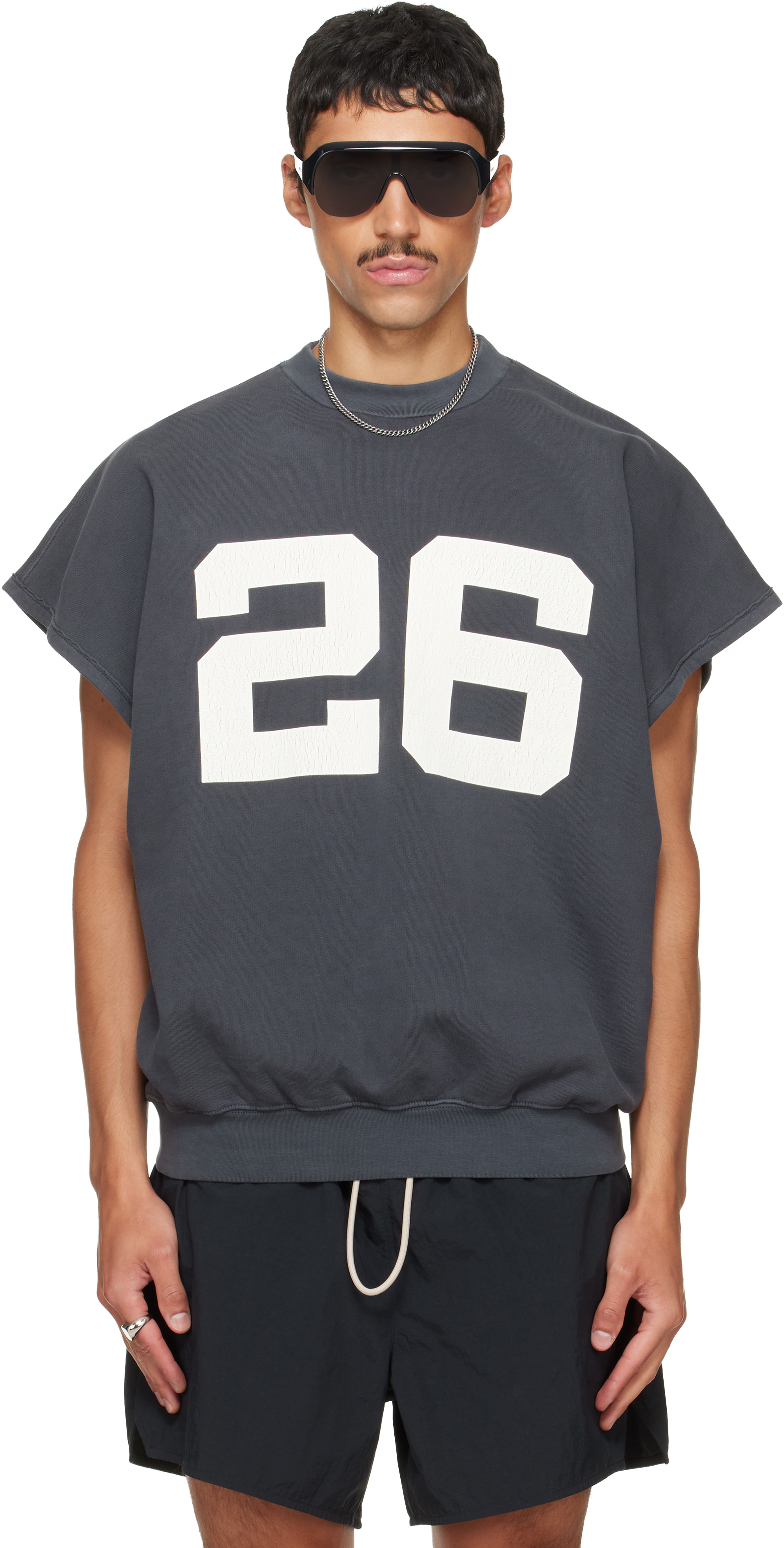 Fear of God ESSENTIALS: Gray Relaxed Fleece Cutoff Sweatshirt | SSENSE