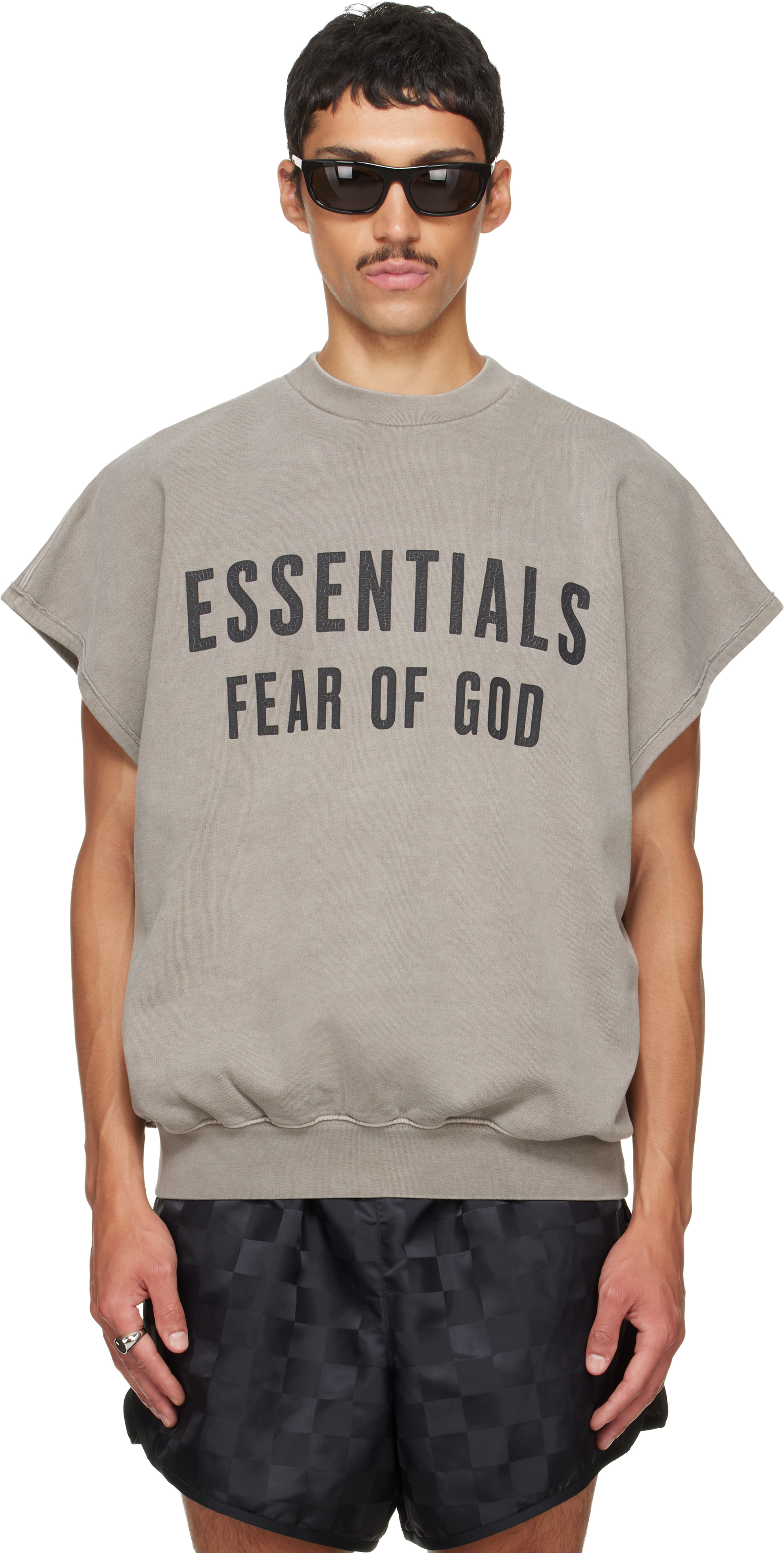 Fear of God ESSENTIALS: グレー Relaxed Fleece Cutoff スウェット