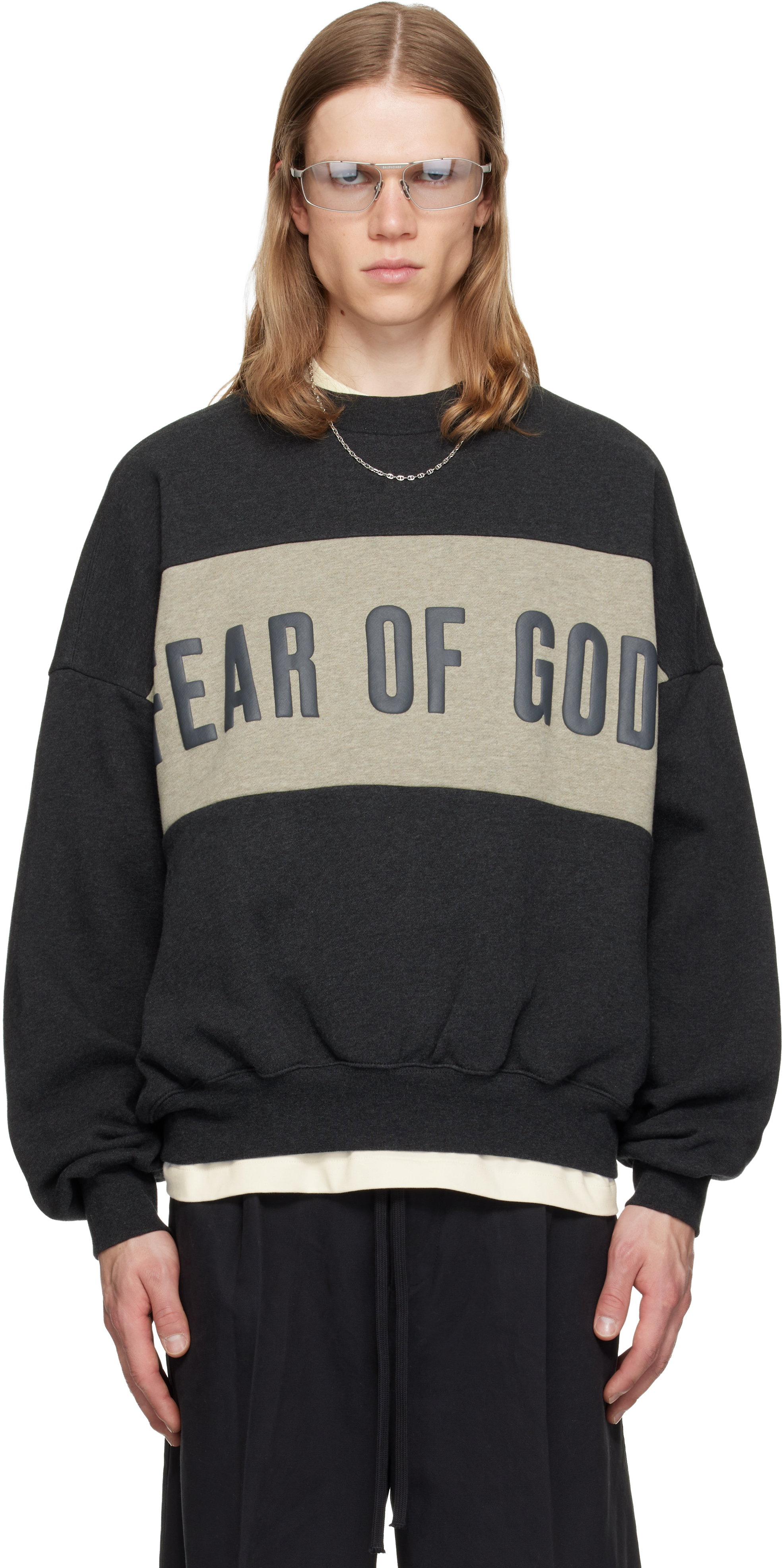 Fear of god 7th コットンスカーフ グレー Fear of God ESSENTIALS: Gray Cropped Relaxed Panelled Sweatshirt