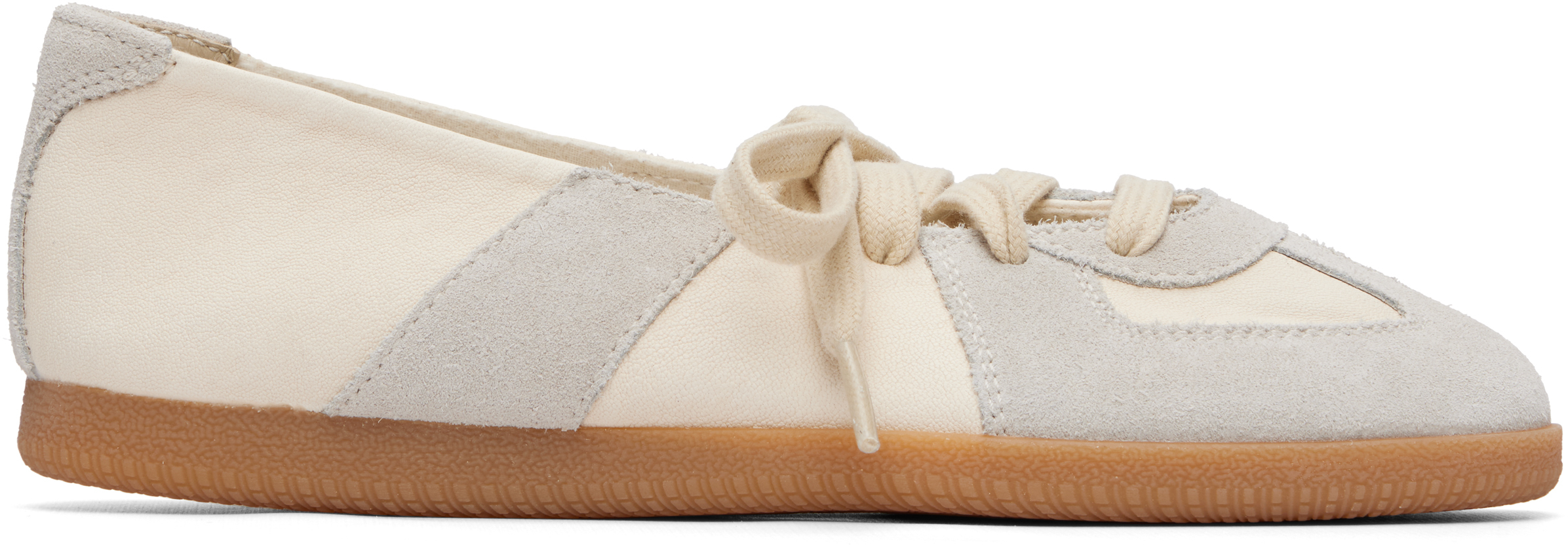 Off-White & Gray Replica Soft Laced Ballerina Flats