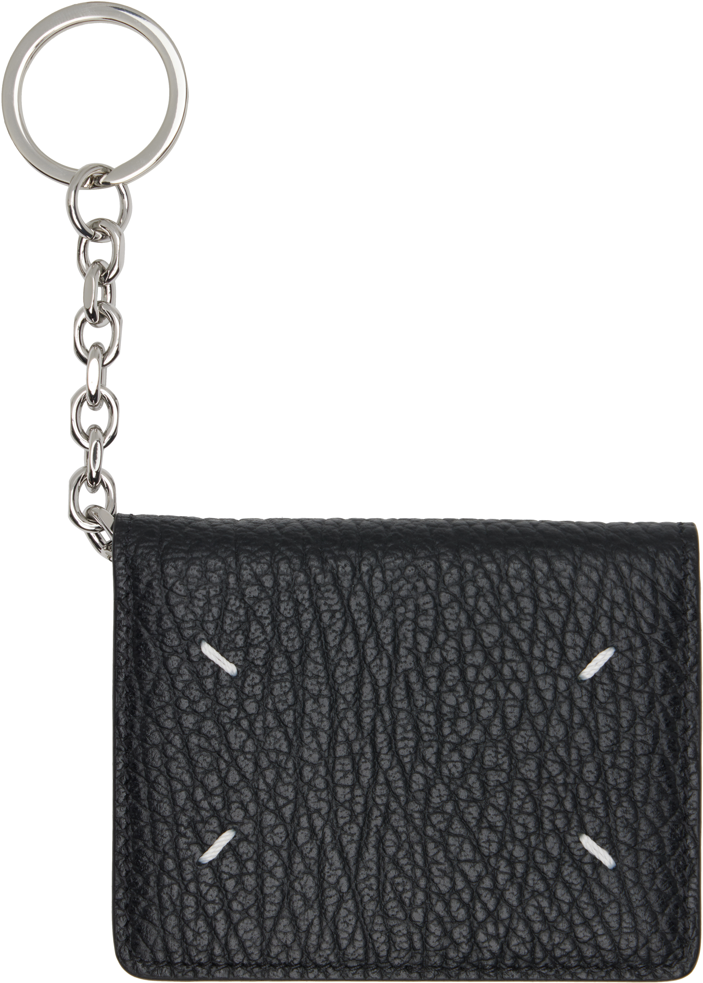 Maison Margiela: Black Four Stitches Keyring Card Holder | SSENSE