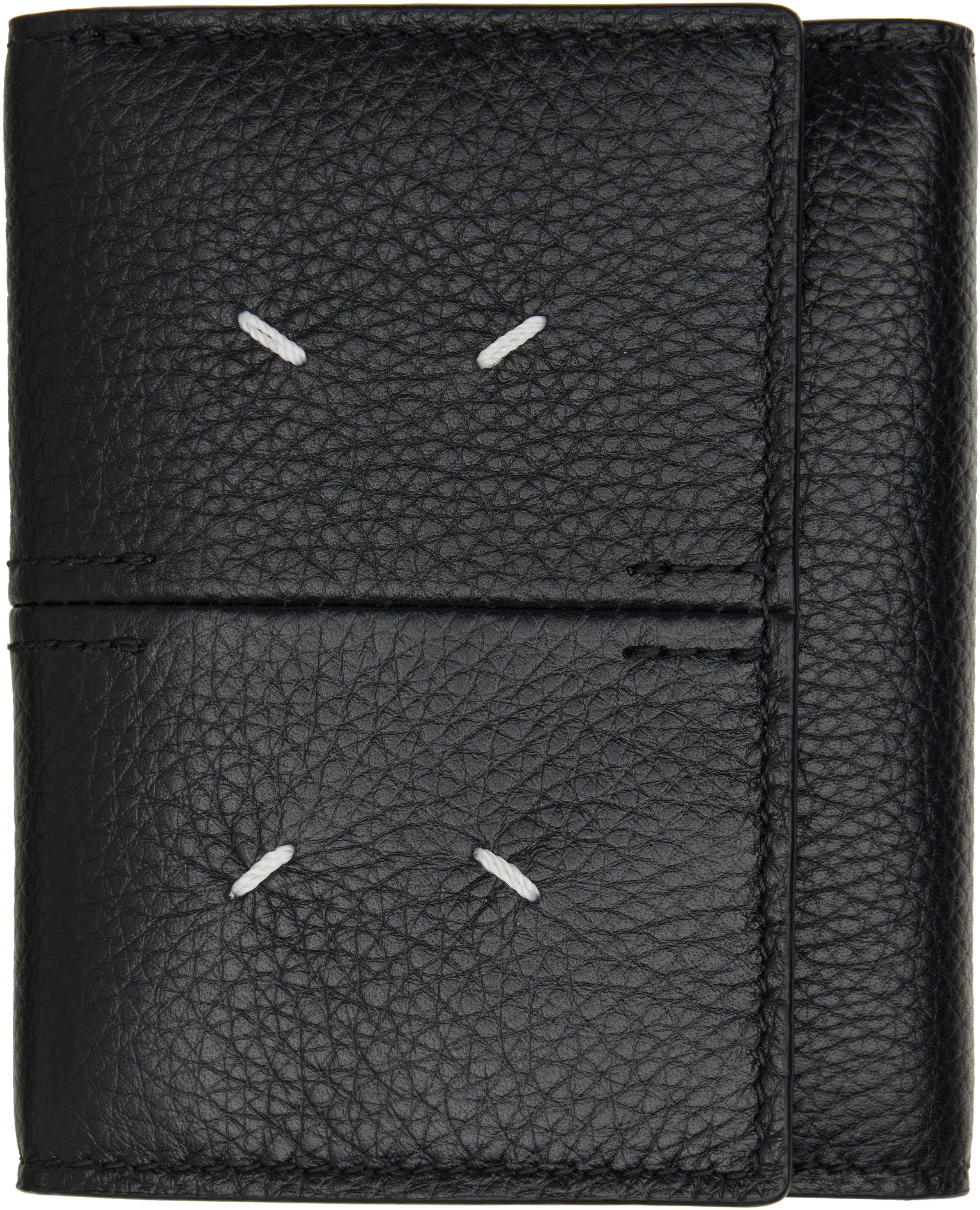 Maison Margiela: Black Four Stitches Trifold Wallet | SSENSE