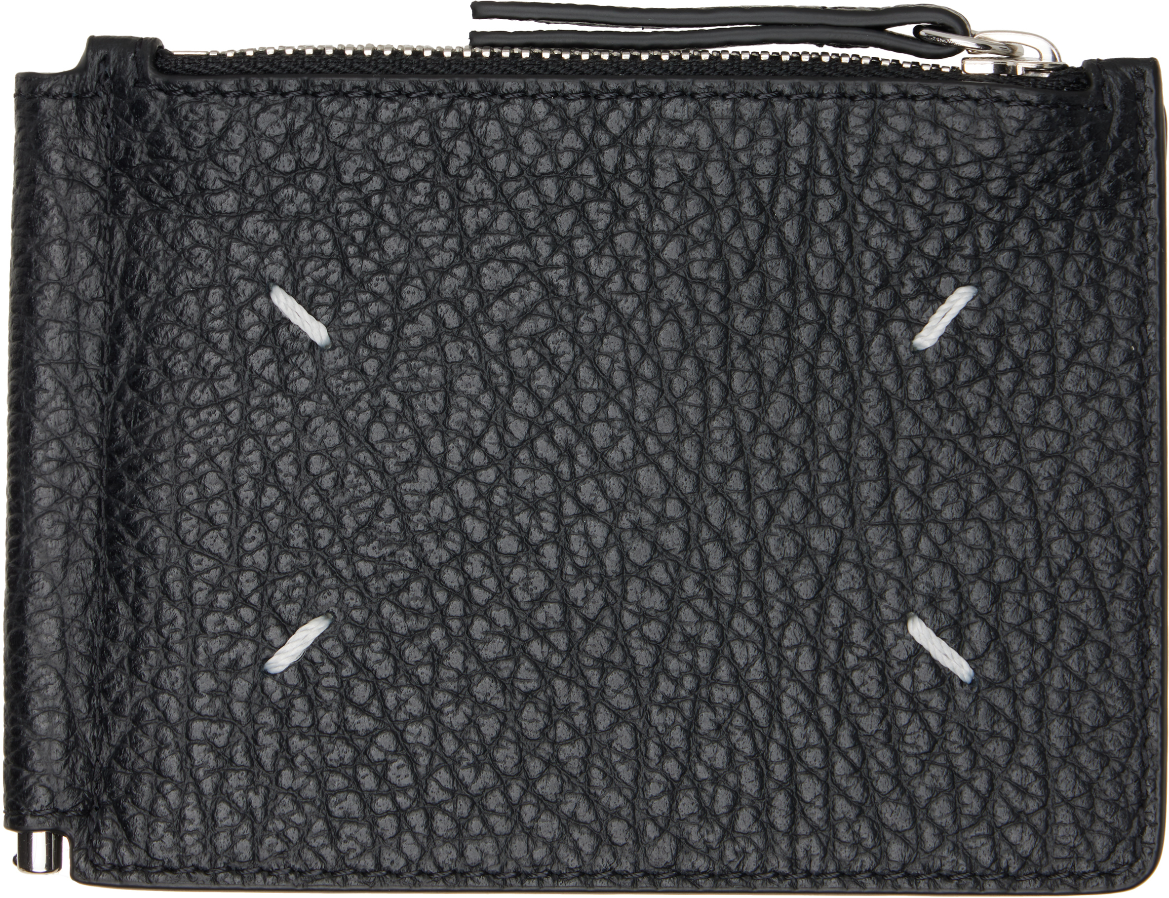 Maison Margiela: Black Four Stitches Money Clip Wallet | SSENSE