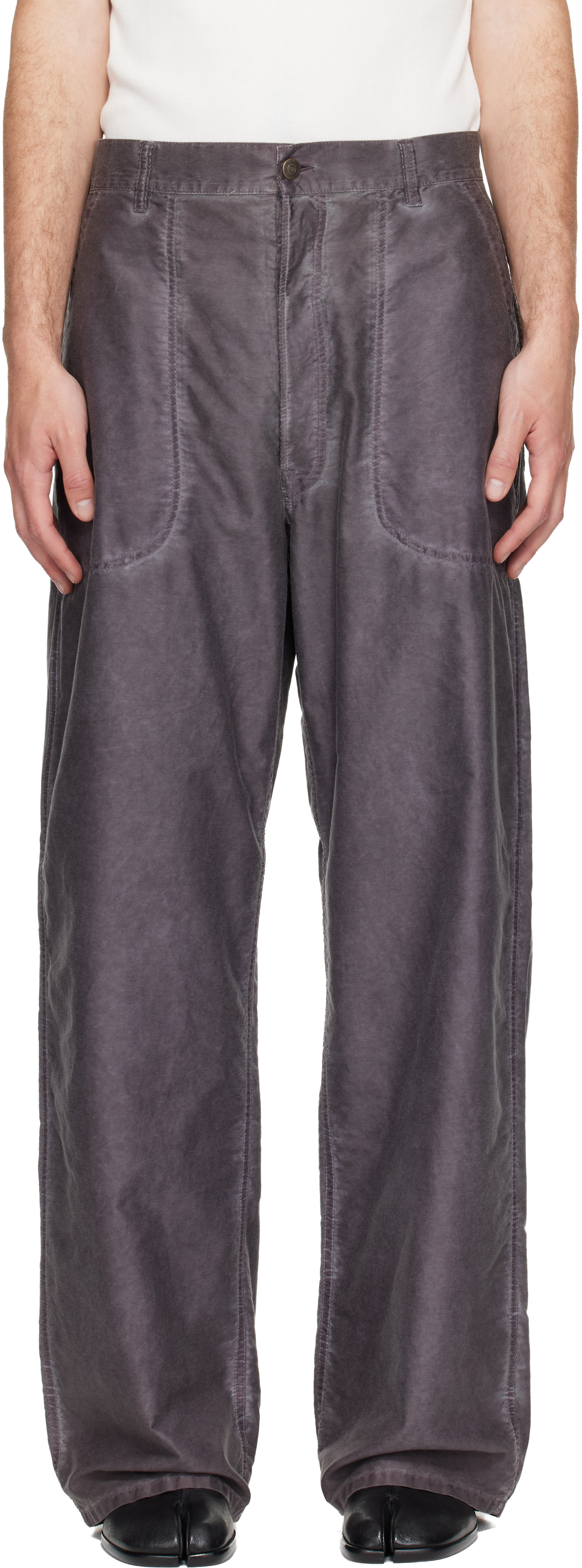 Maison Margiela: Purple Double-Dyed Workwear Trousers | SSENSE