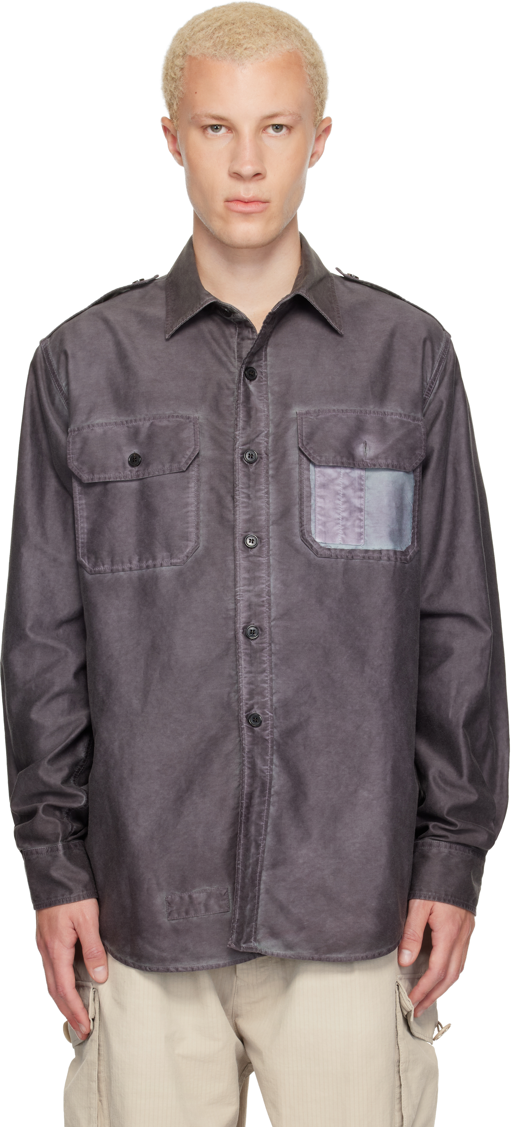 Maison Margiela: Purple Double-Dyed Workwear Shirt | SSENSE