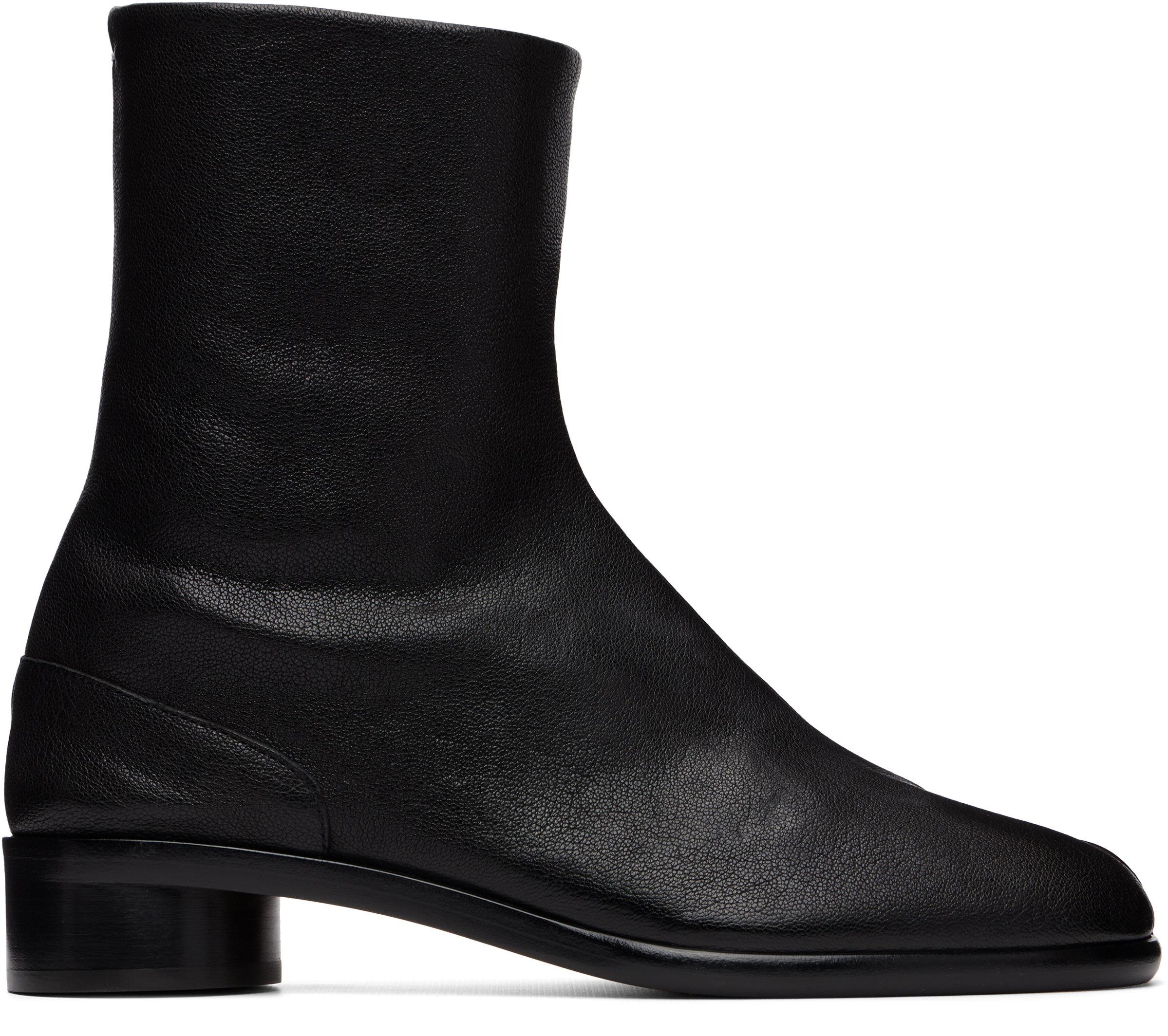 Maison Margiela tabi アンクルブーツ Maison Margiela: ブラック Tabi アンクルブーツ | SSENSE 日本