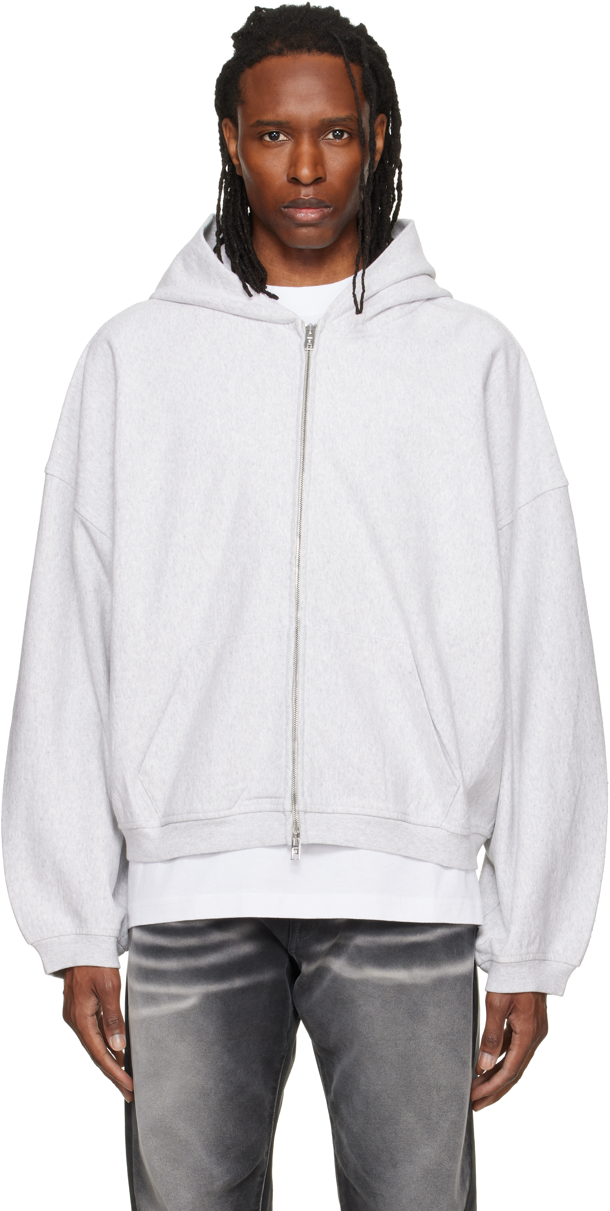Alexander Wang: グレー ラインストーン エンベリッシュド オーバー