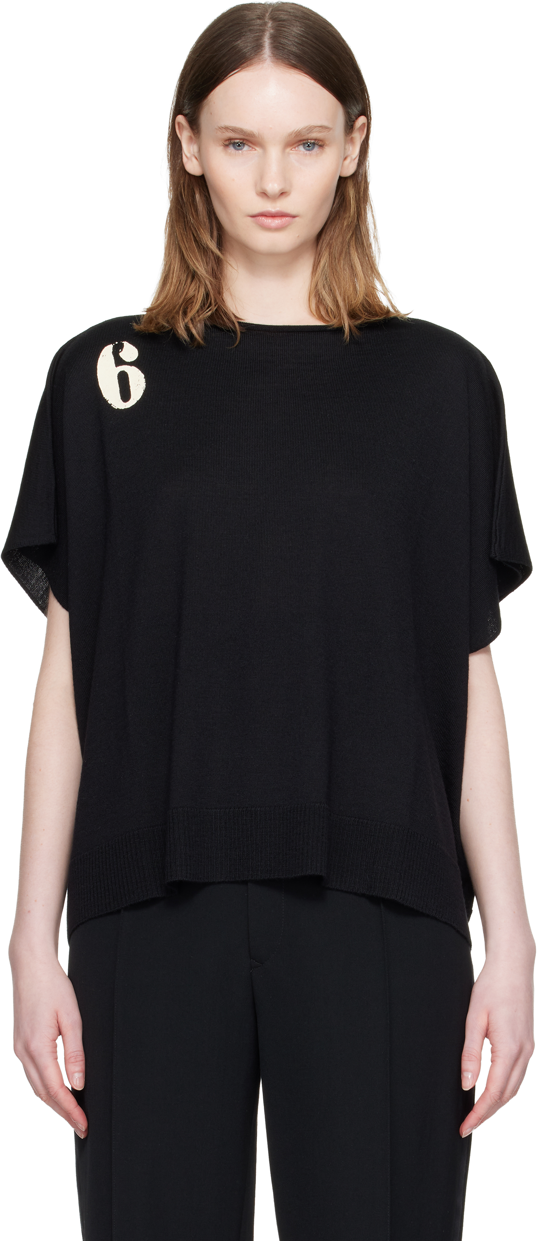 【MM6 Maison Margiela】クロップド MA-1 MM6 Maison Margiela: Black '6' Top | SSENSE