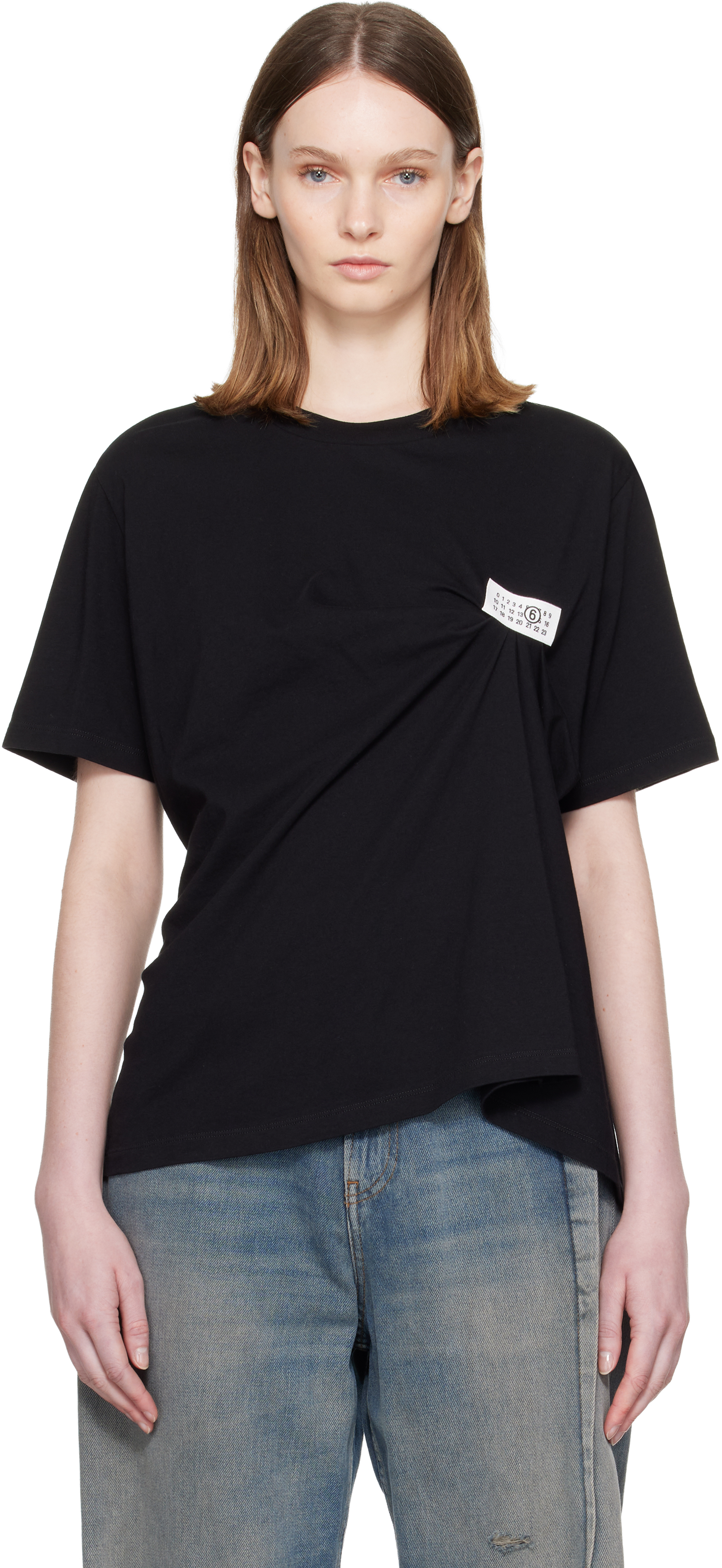 MM6 Maison Margiela: Black Patch T-shirt | SSENSE