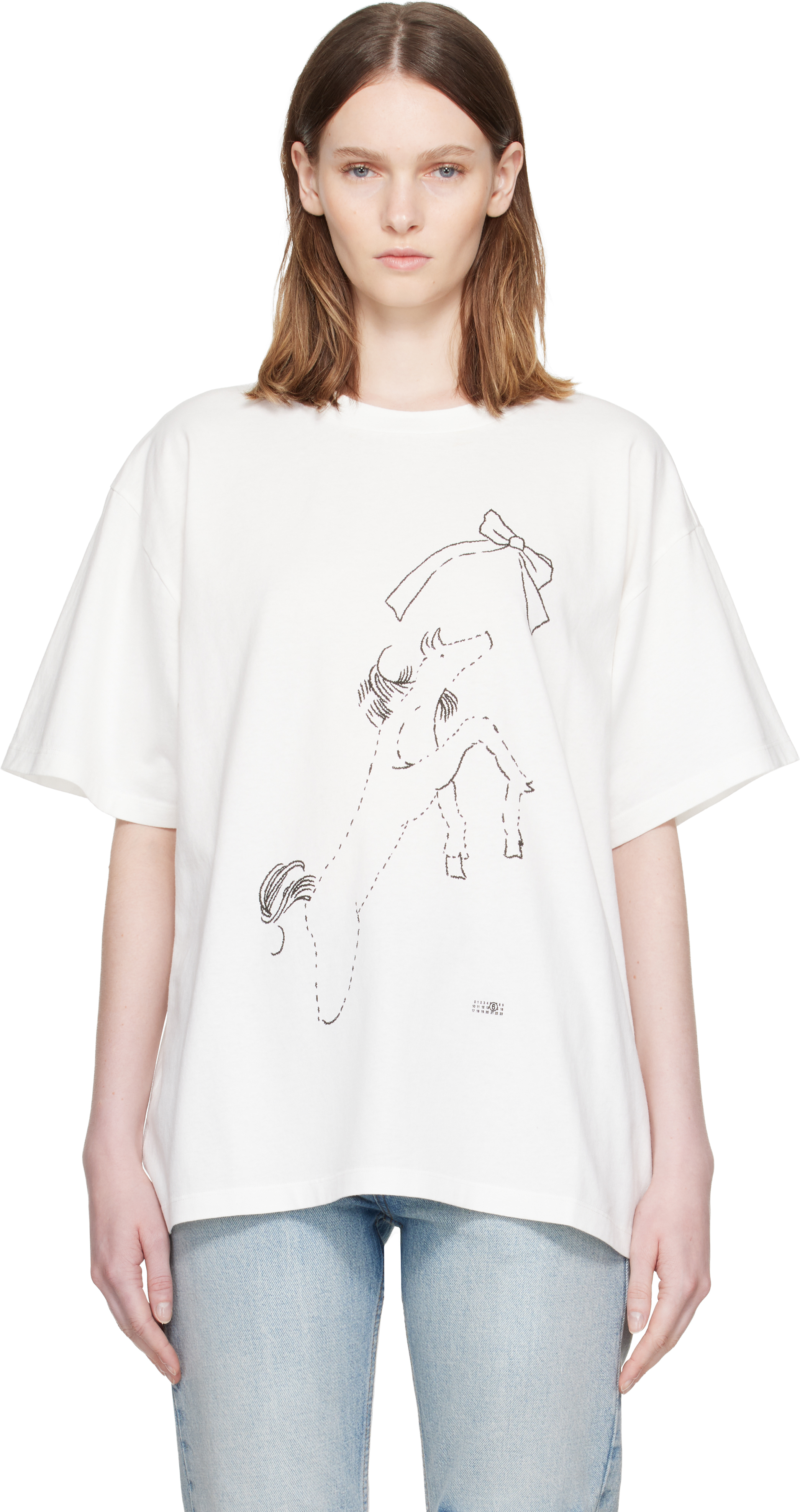 MM6 Maison Margiela: Off-White Horse Print Cotton T-shirt | SSENSE