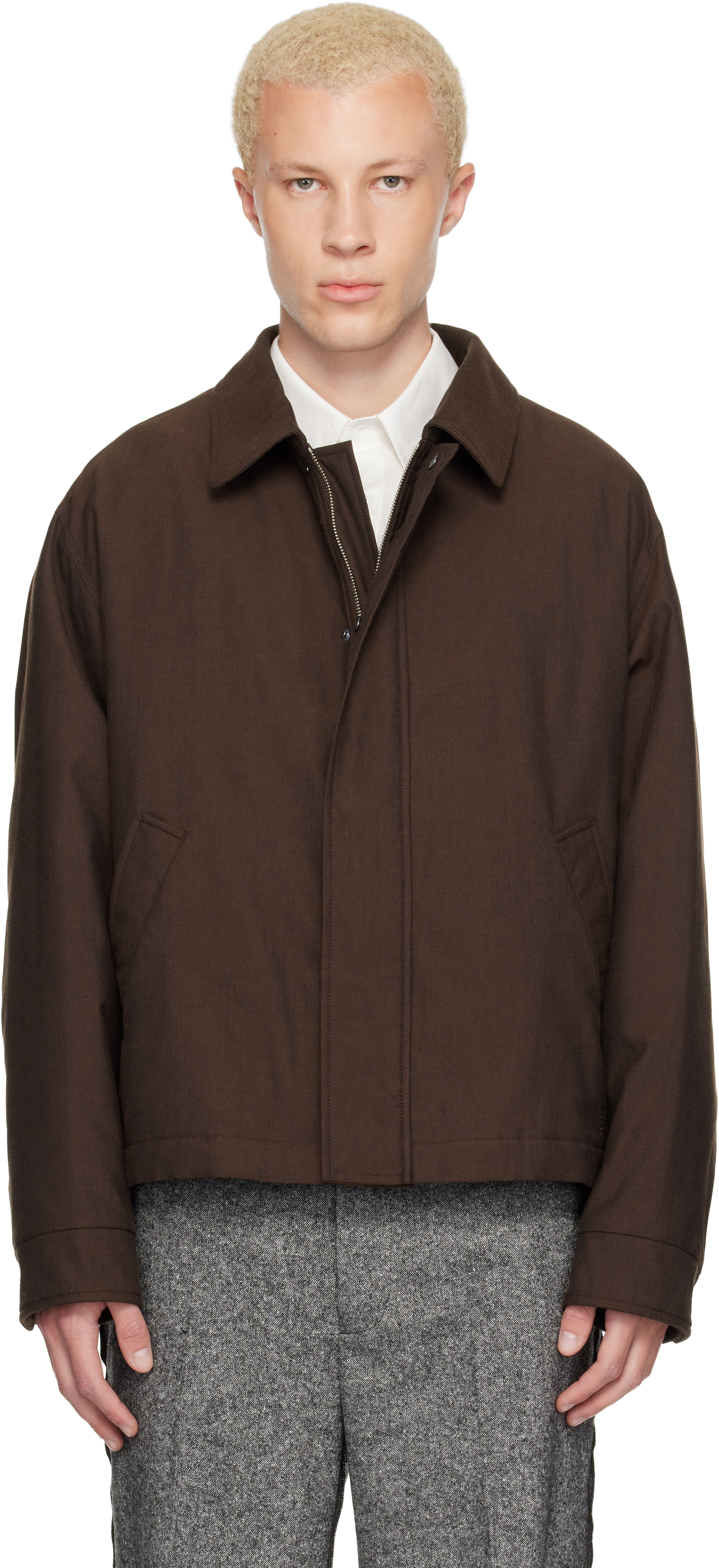 MM6 Maison Margiela: Brown Insulated Cotton Wool Jacket | SSENSE