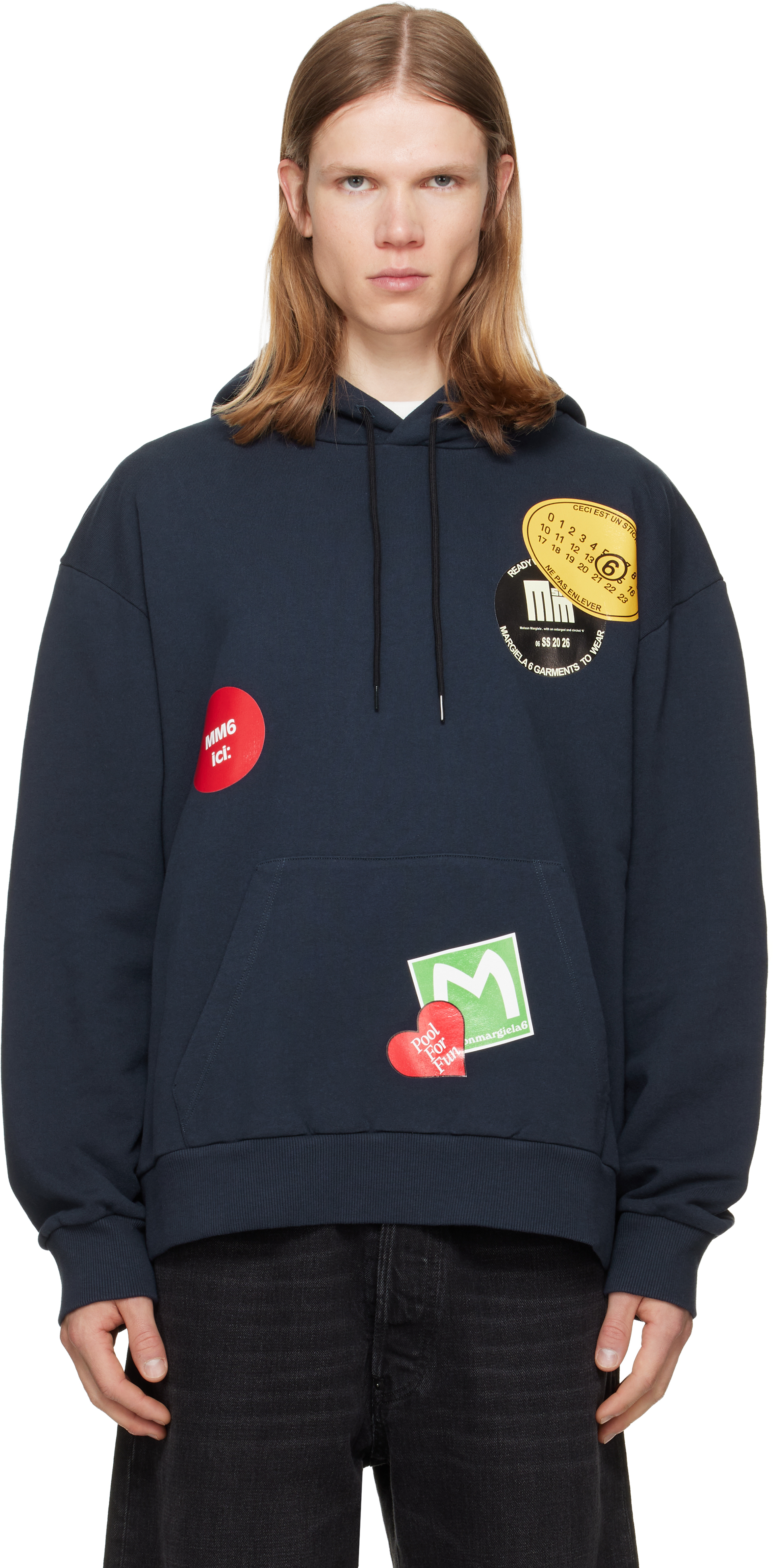 MM6 Maison Margiela: Navy Cotton Hoodie | SSENSE