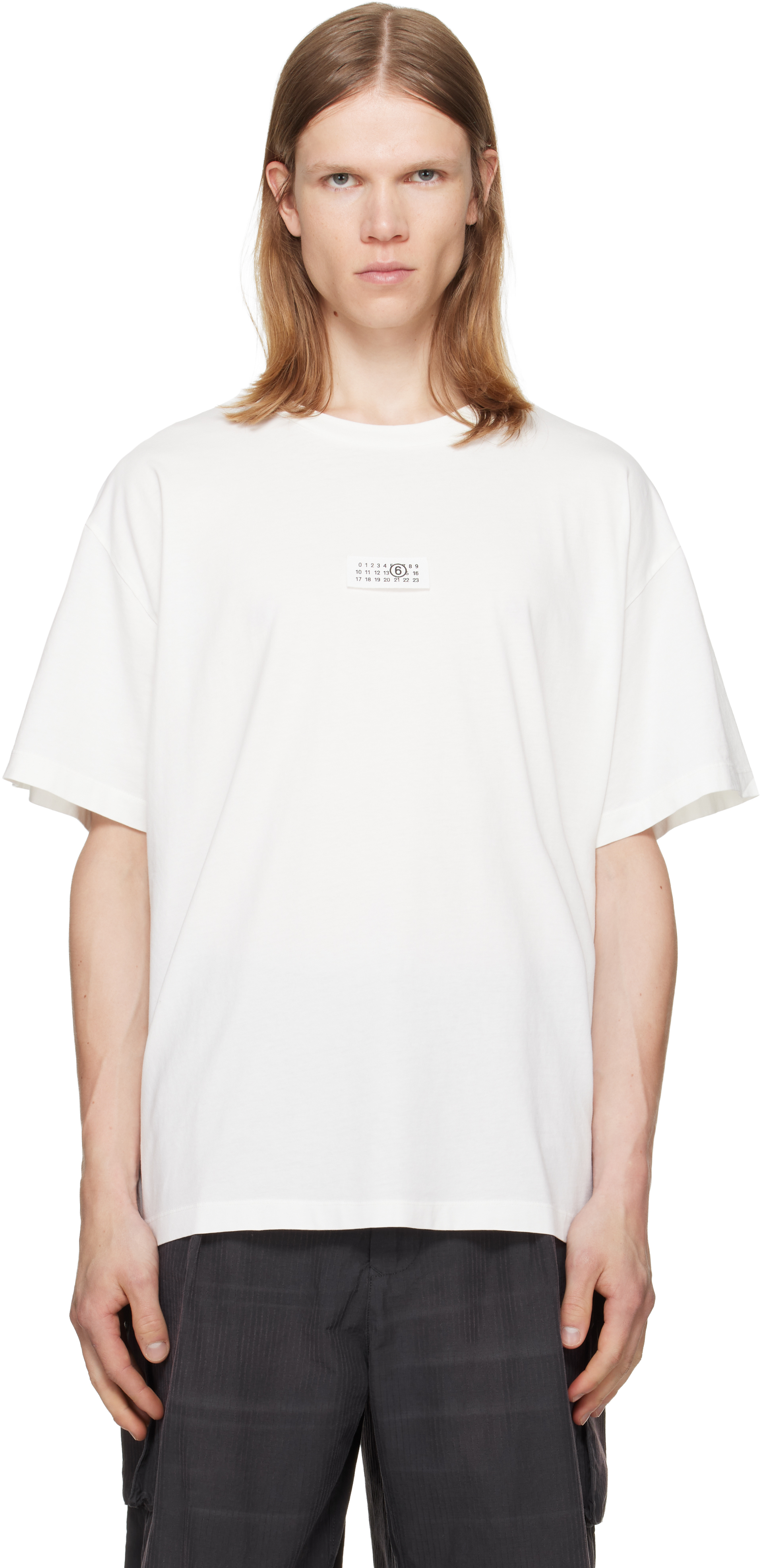 MM6 Maison Margiela: White Numeric Cotton T-shirt | SSENSE