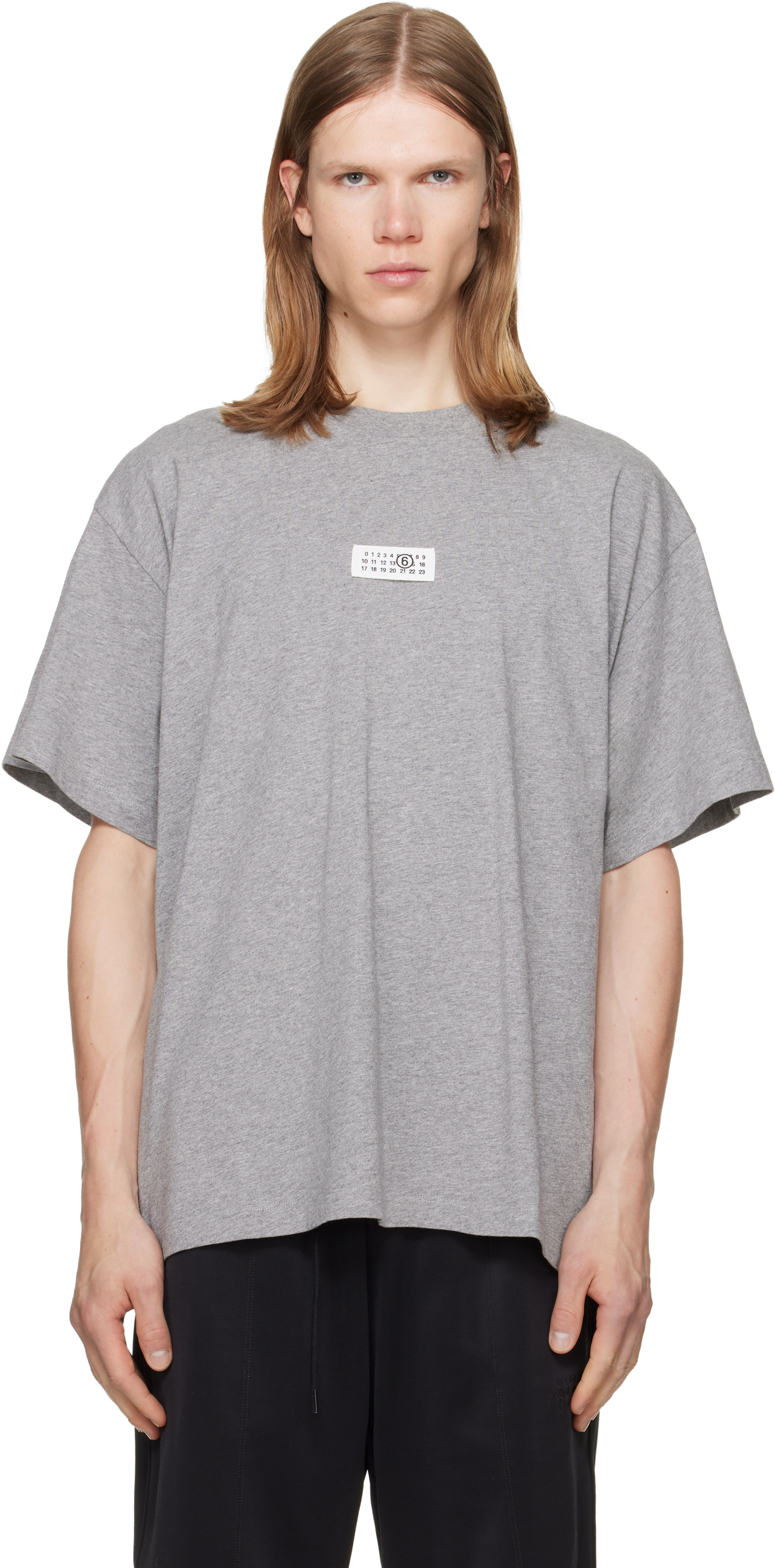 MM6 Maison Margiela: Gray Numeric Cotton T-shirt | SSENSE