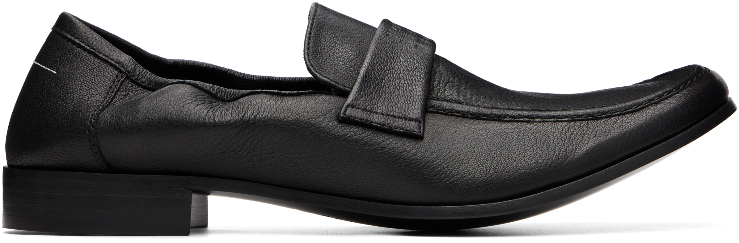 MM6 Maison Margiela: ブラック Swing Toe レザー ローファー | SSENSE